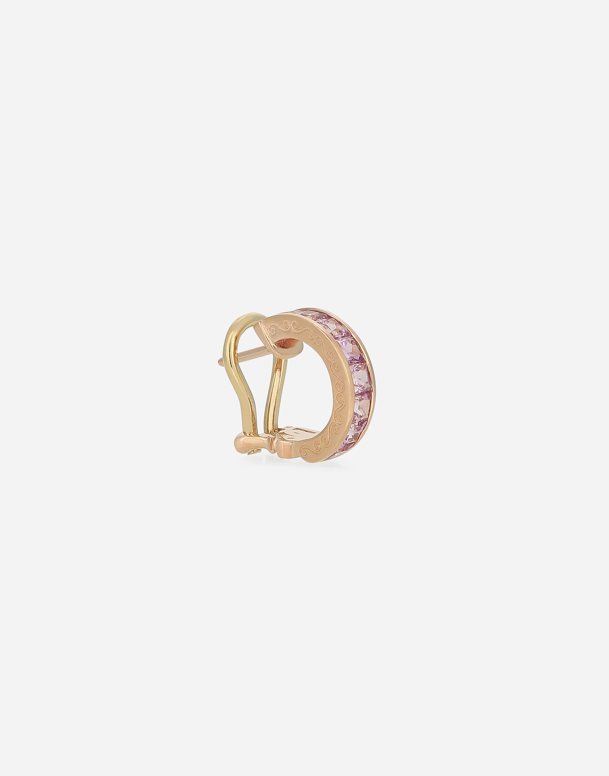 Shop Dolce & Gabbana Anna Single Earring In Red Gold 18kt With Pink Sapphires