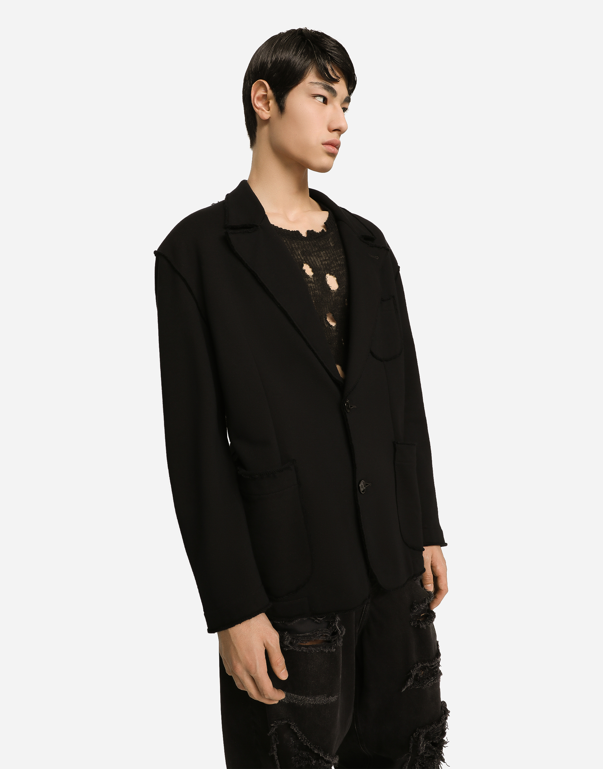 DOLCE & GABBANA OVERSIZE JERSEY JACKET WITH LOGO TAG