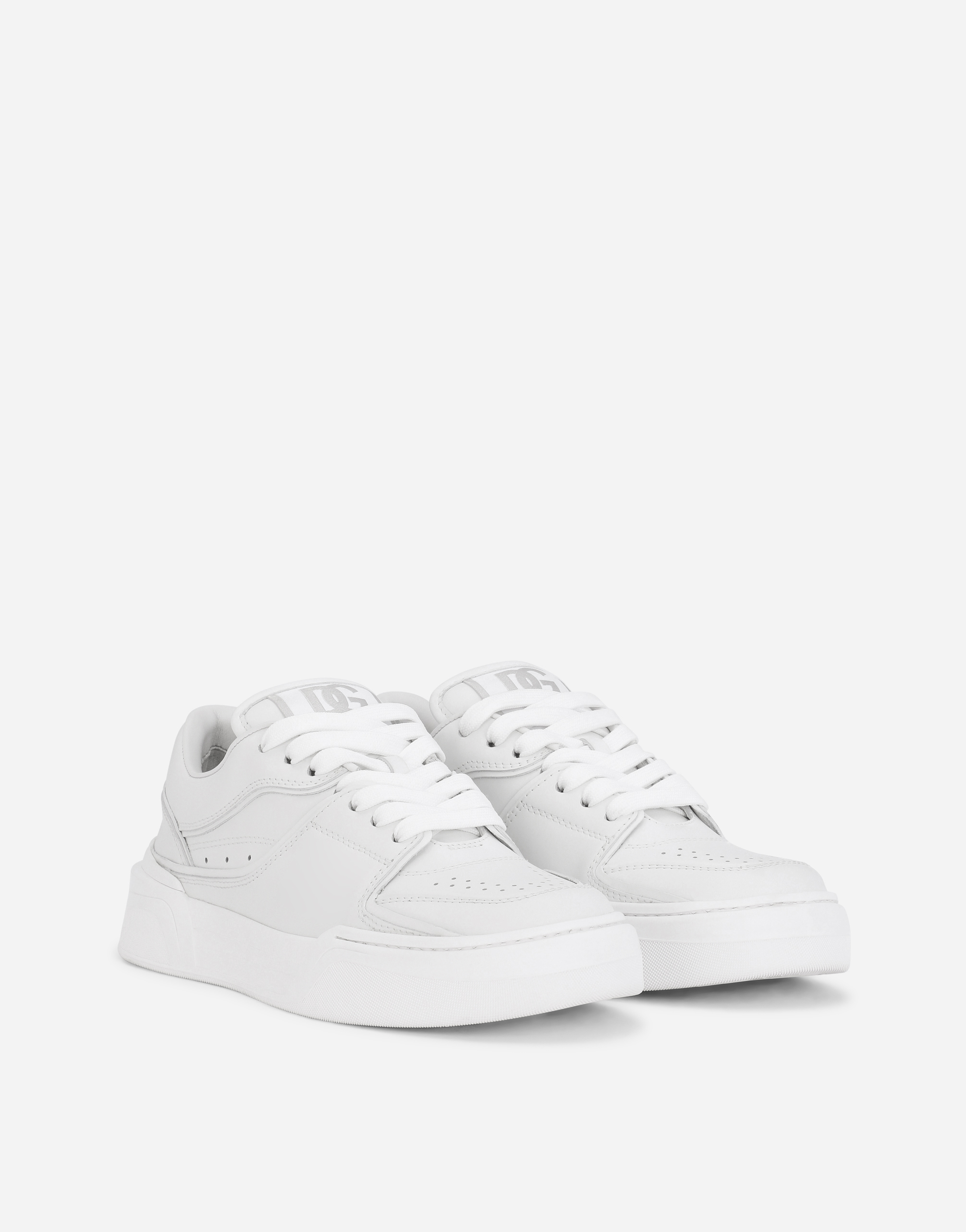 Shop Dolce & Gabbana Calfskin New Roma Sneakers In White