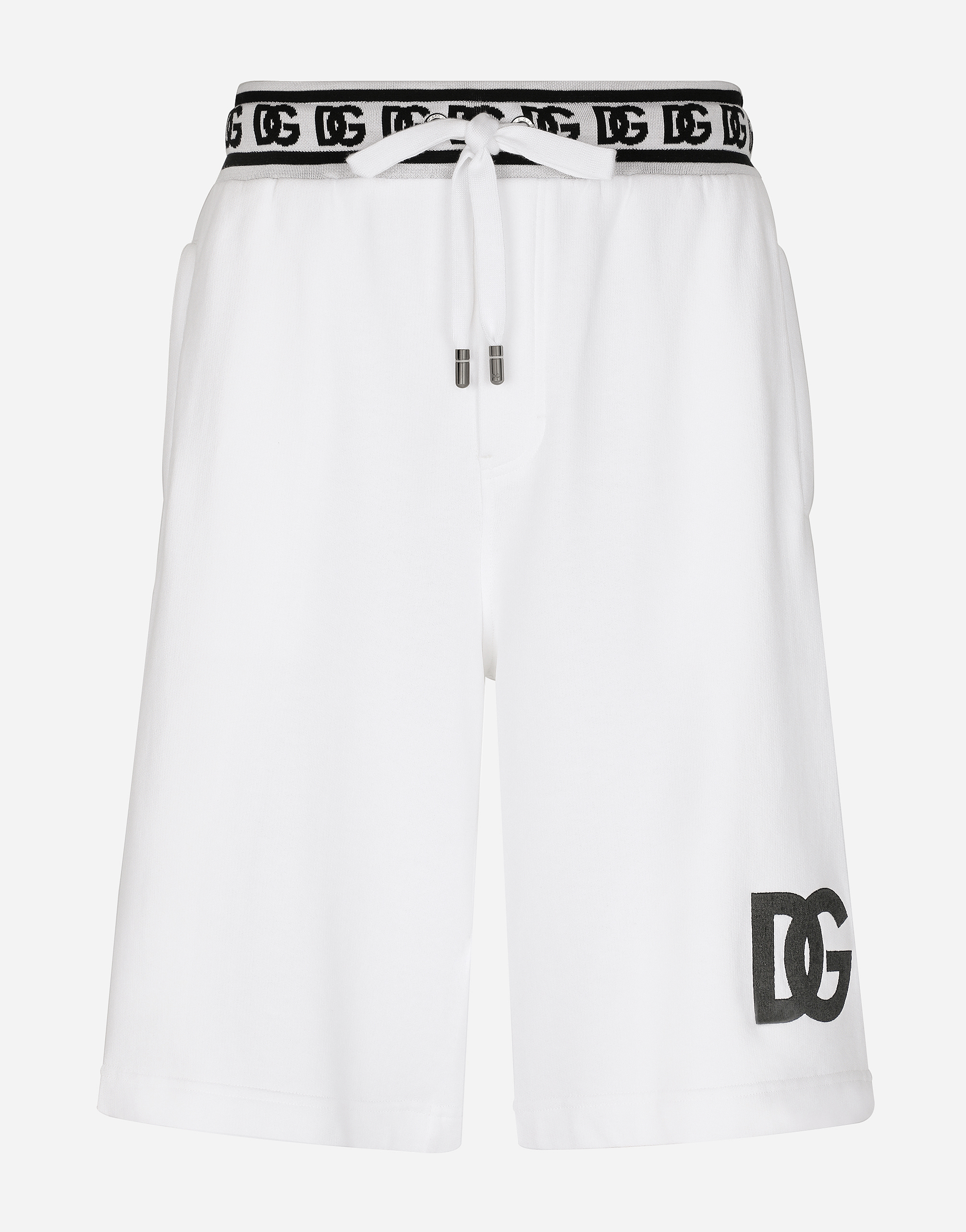 Dolce & Gabbana Jogging Shorts With Dg Embroidery And Dg Monogram In White