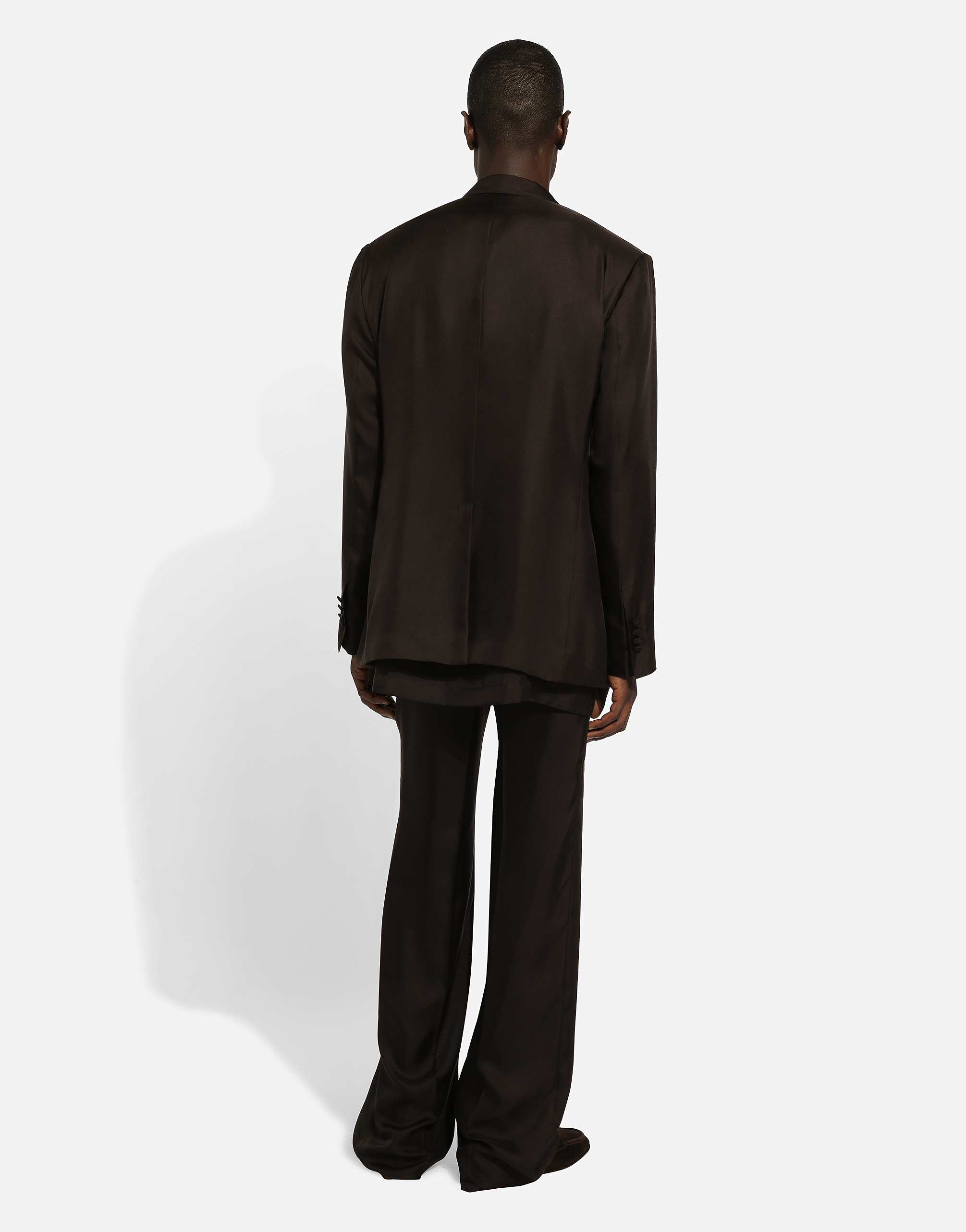 Tailored silk pants with darts