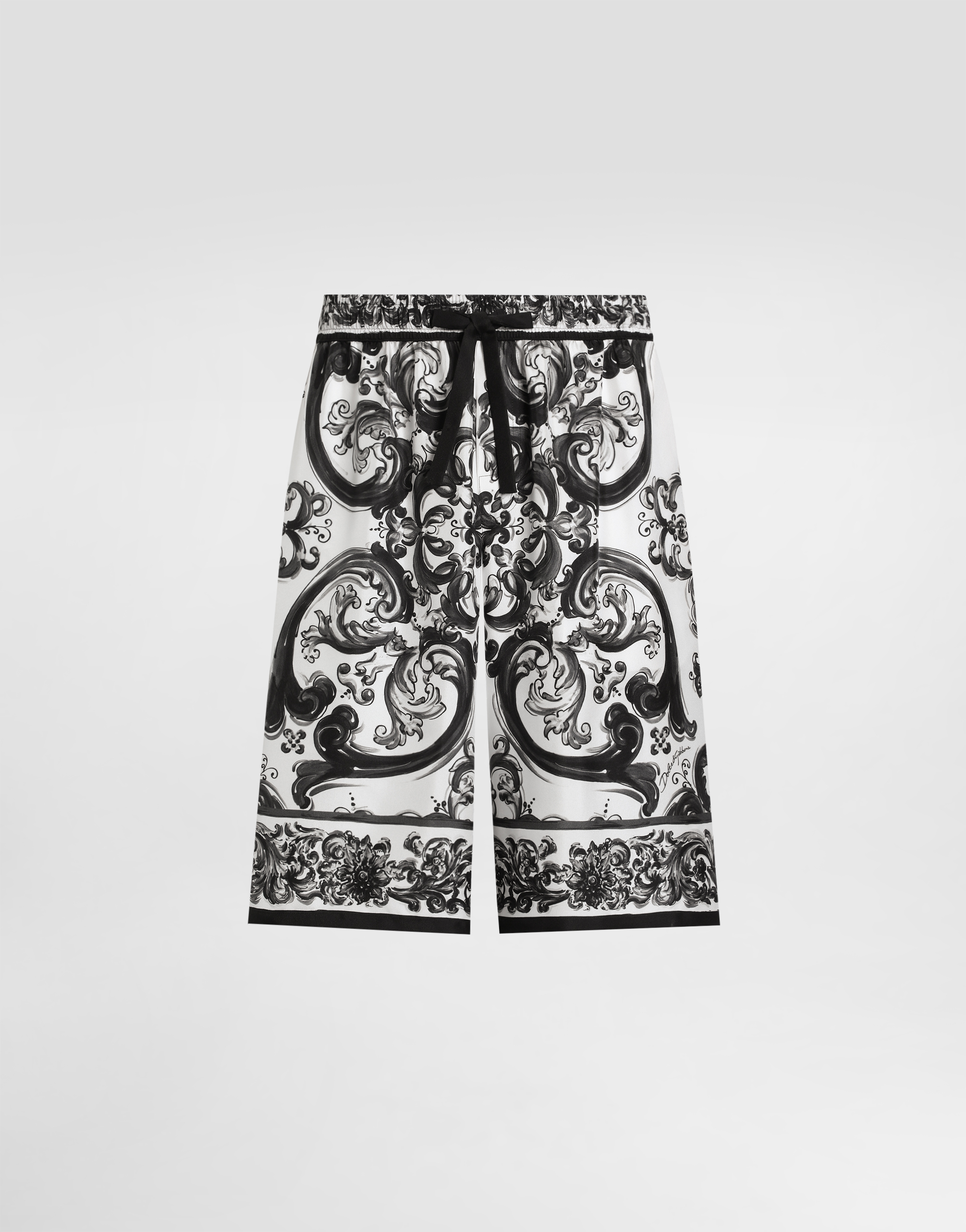 Dolce & Gabbana Majolica-print Silk Twill Trousers - Man Pants And Shorts Multicolor
