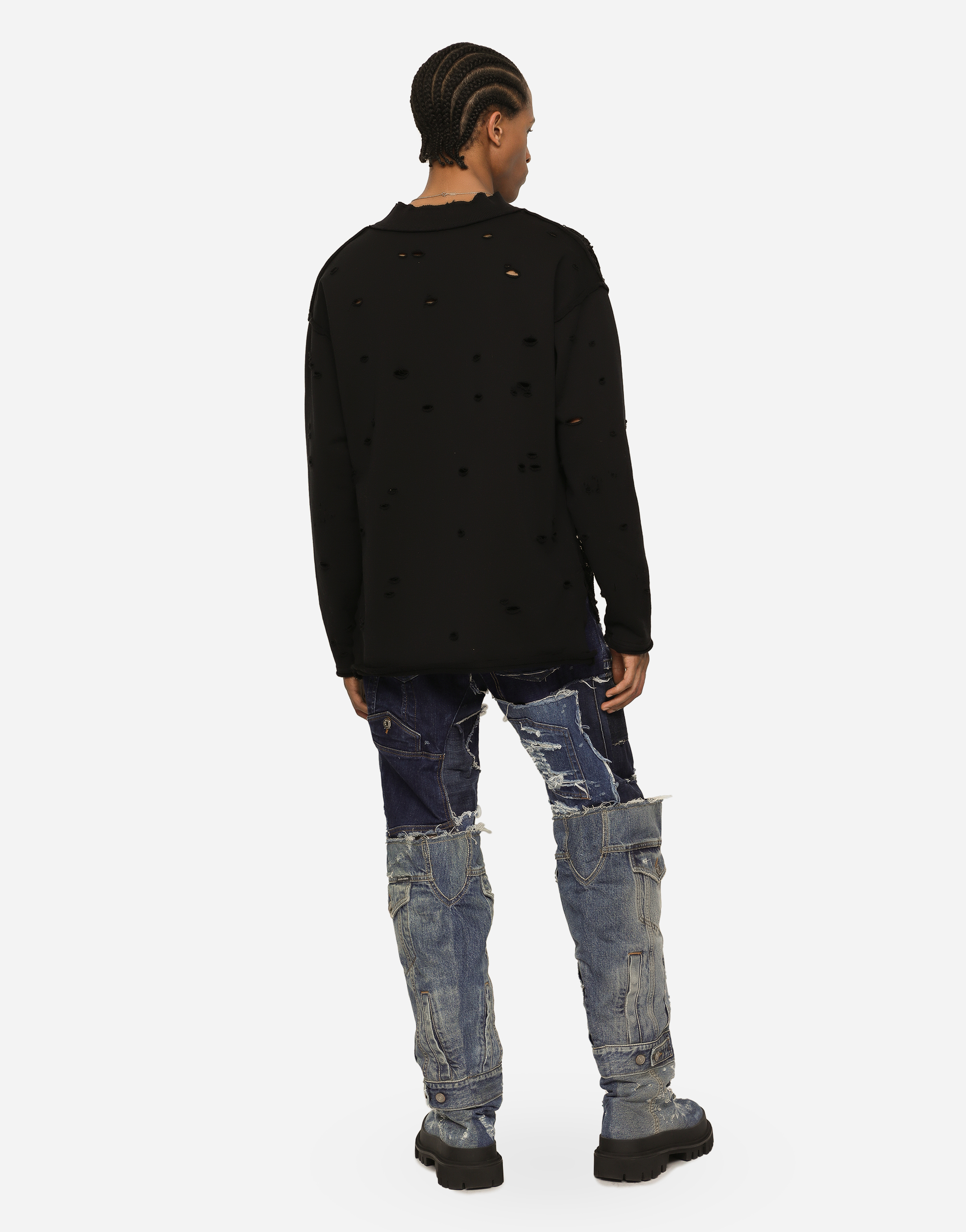 DOLCE & GABBANA EMBROIDERED TULLE AND JERSEY SWEATSHIRT