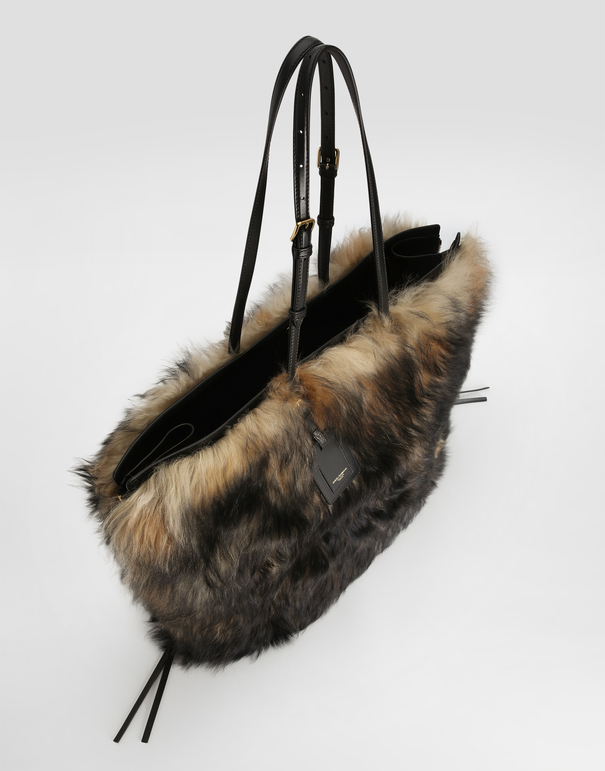 Dolce & Gabbana Atene Shopping Bag With Fur In Multi