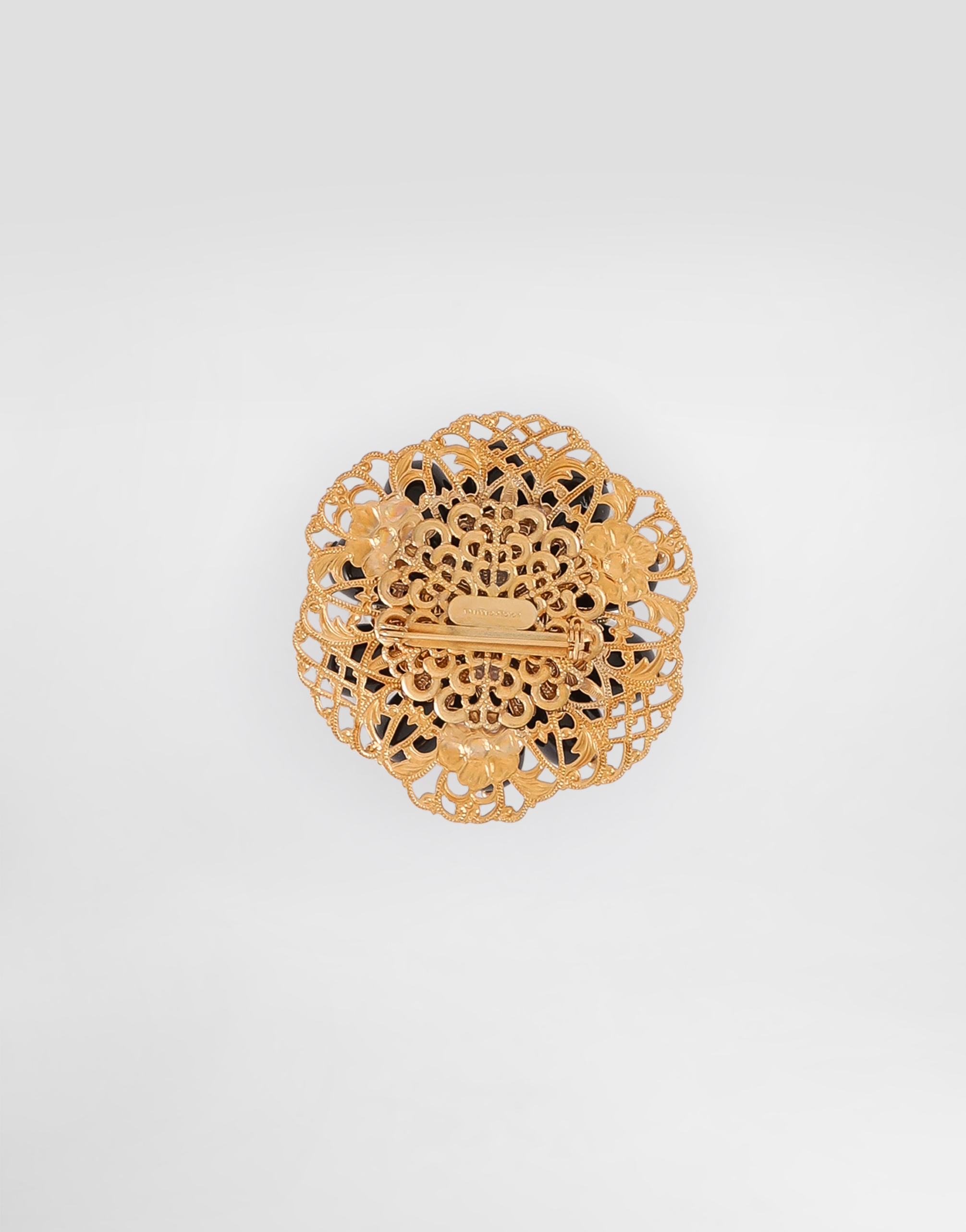 Dolce & Gabbana Metal Brooch With Rhinestones In Gold