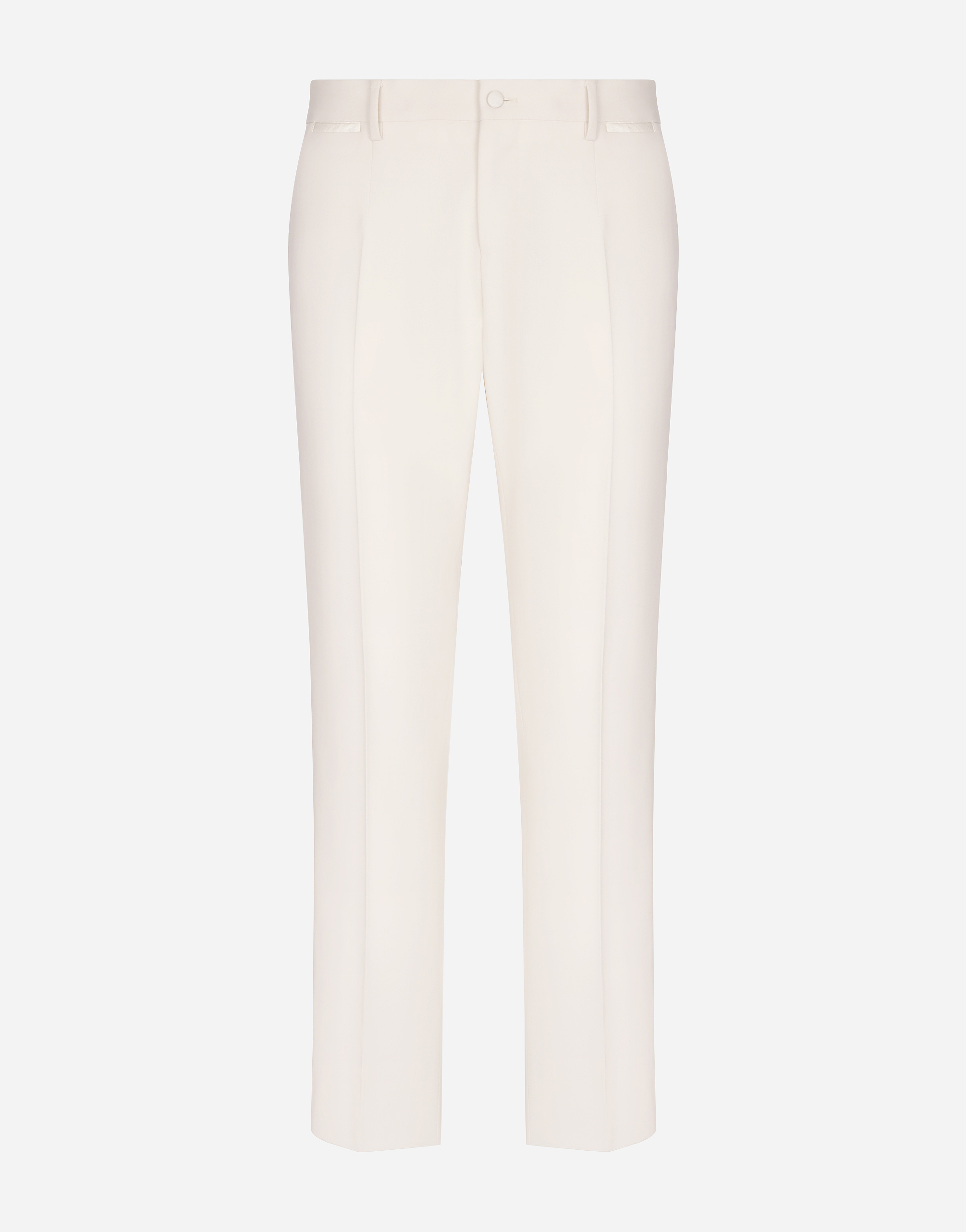 Dolce & Gabbana Stretch Wool Tuxedo Pants - Man Pants And Shorts White