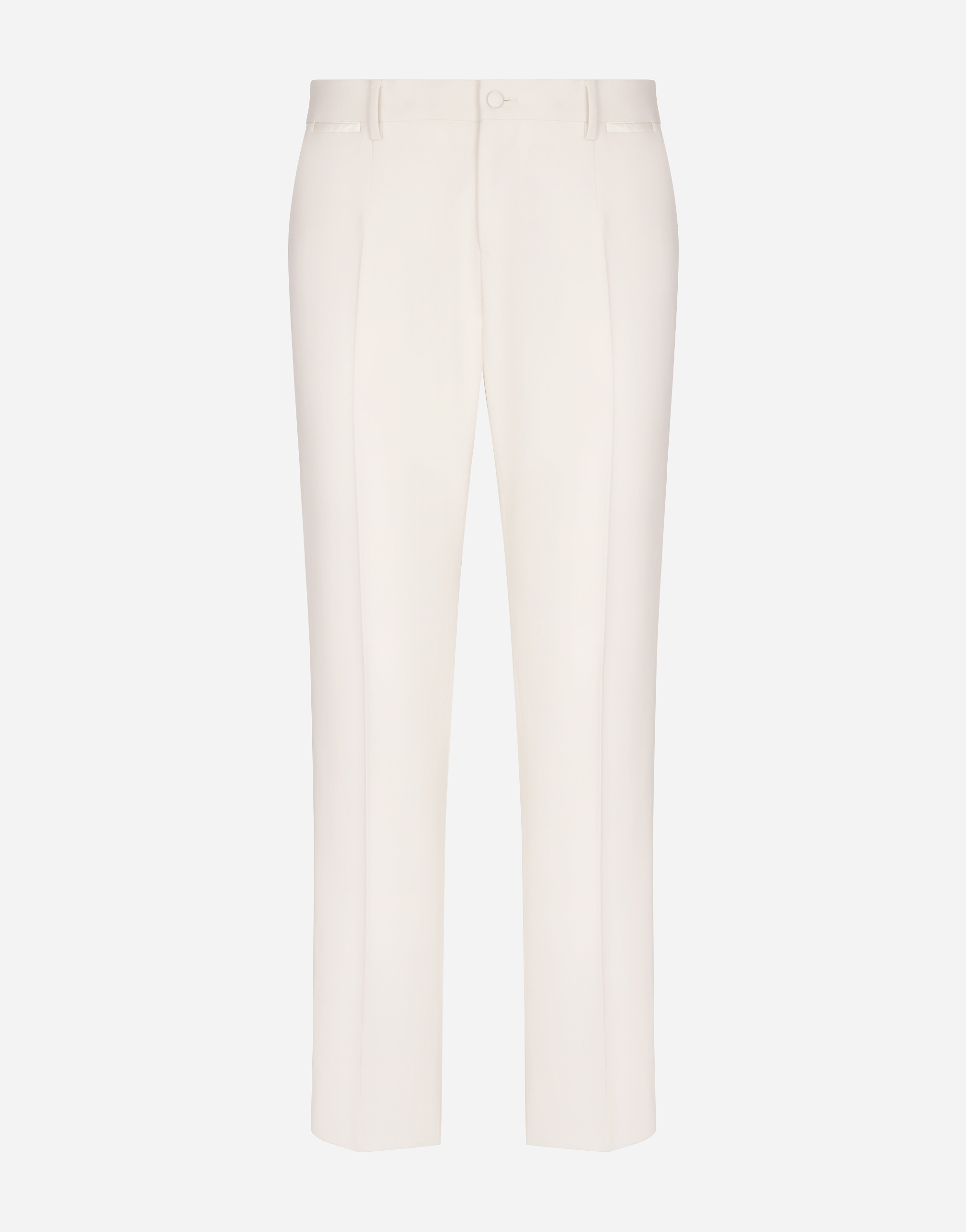 Shop Dolce & Gabbana Stretch Wool Tuxedo Pants In White