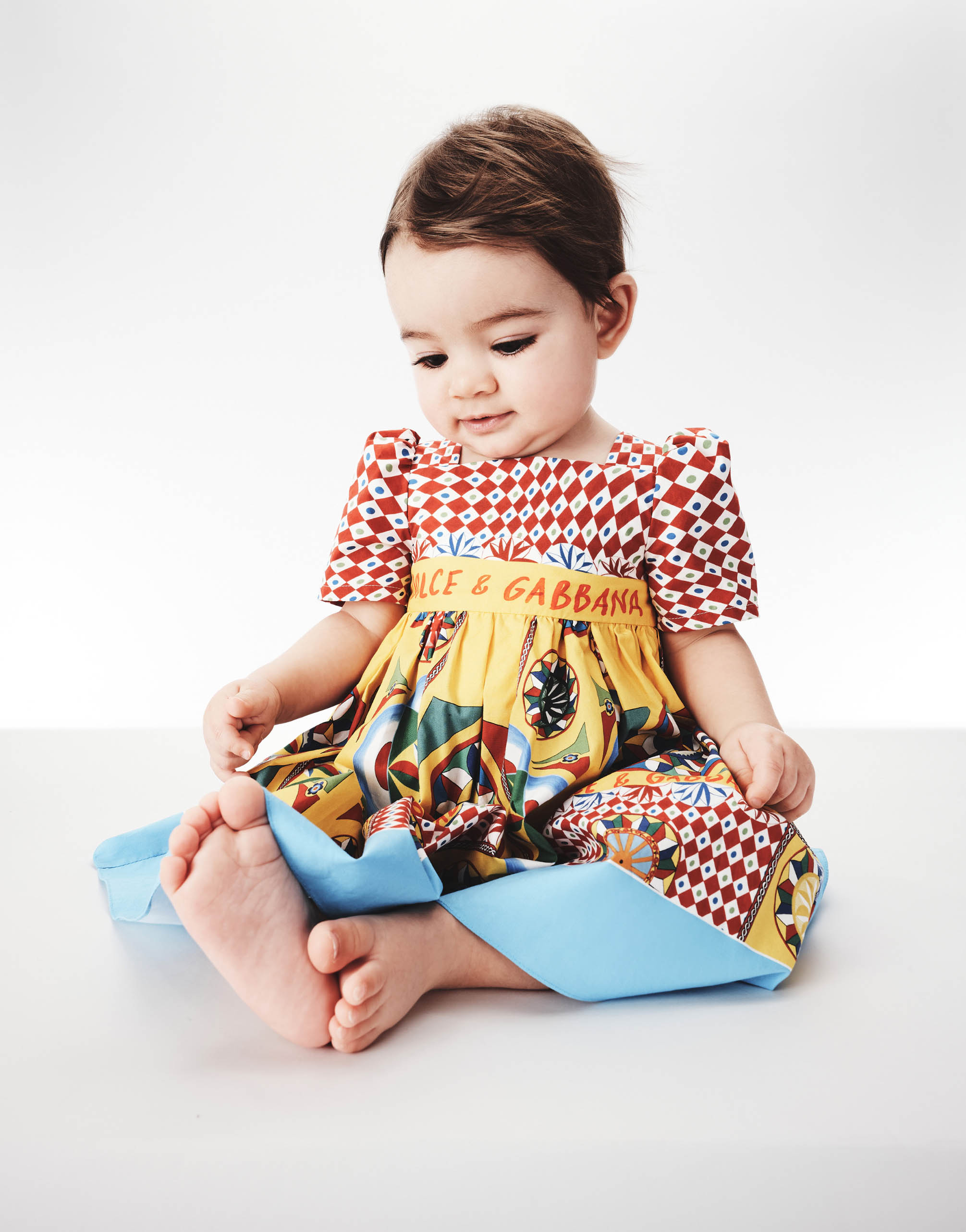 DOLCE & GABBANA SHORT-SLEEVED CARRETTO-PRINT POPLIN DRESS