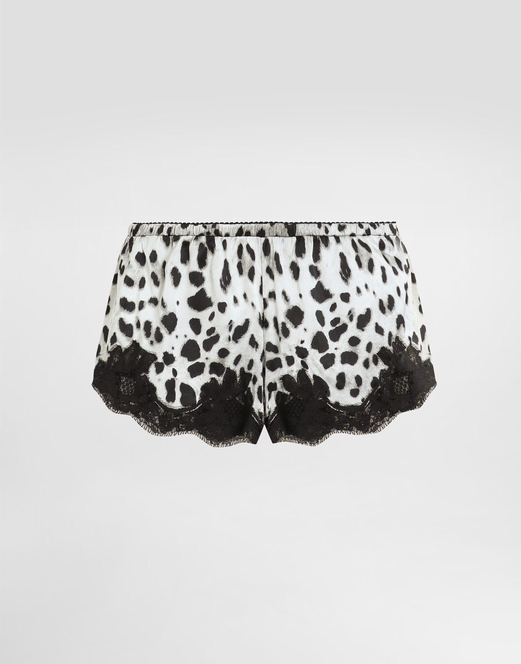 Dolce & Gabbana Leopard-print Satin Shorts With Lace Inserts In Print