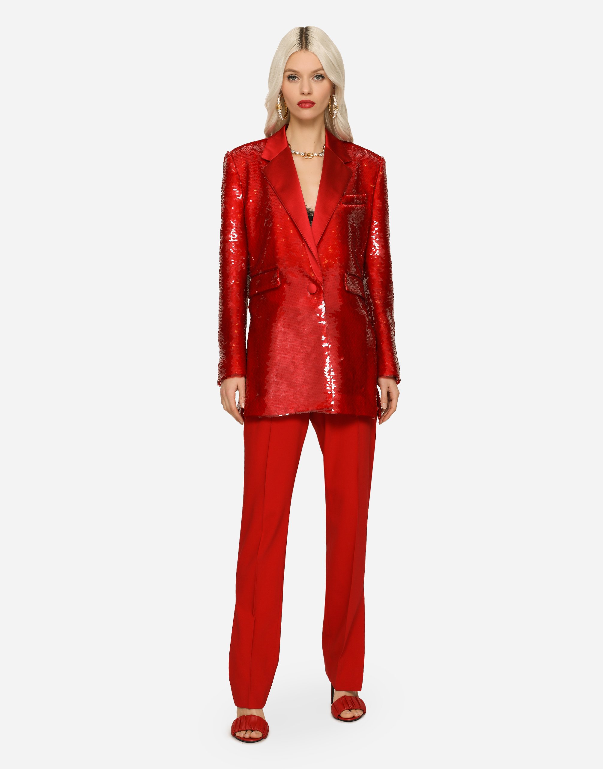 Dolce & Gabbana Sequin Blazer In Bordeaux