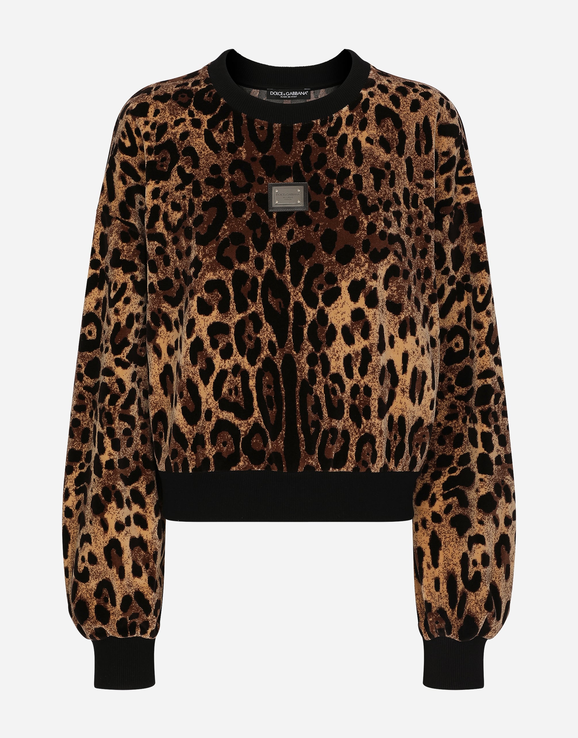 Dolce & Gabbana クルーネックスウェットシャツ シェニール レオパードジャカード