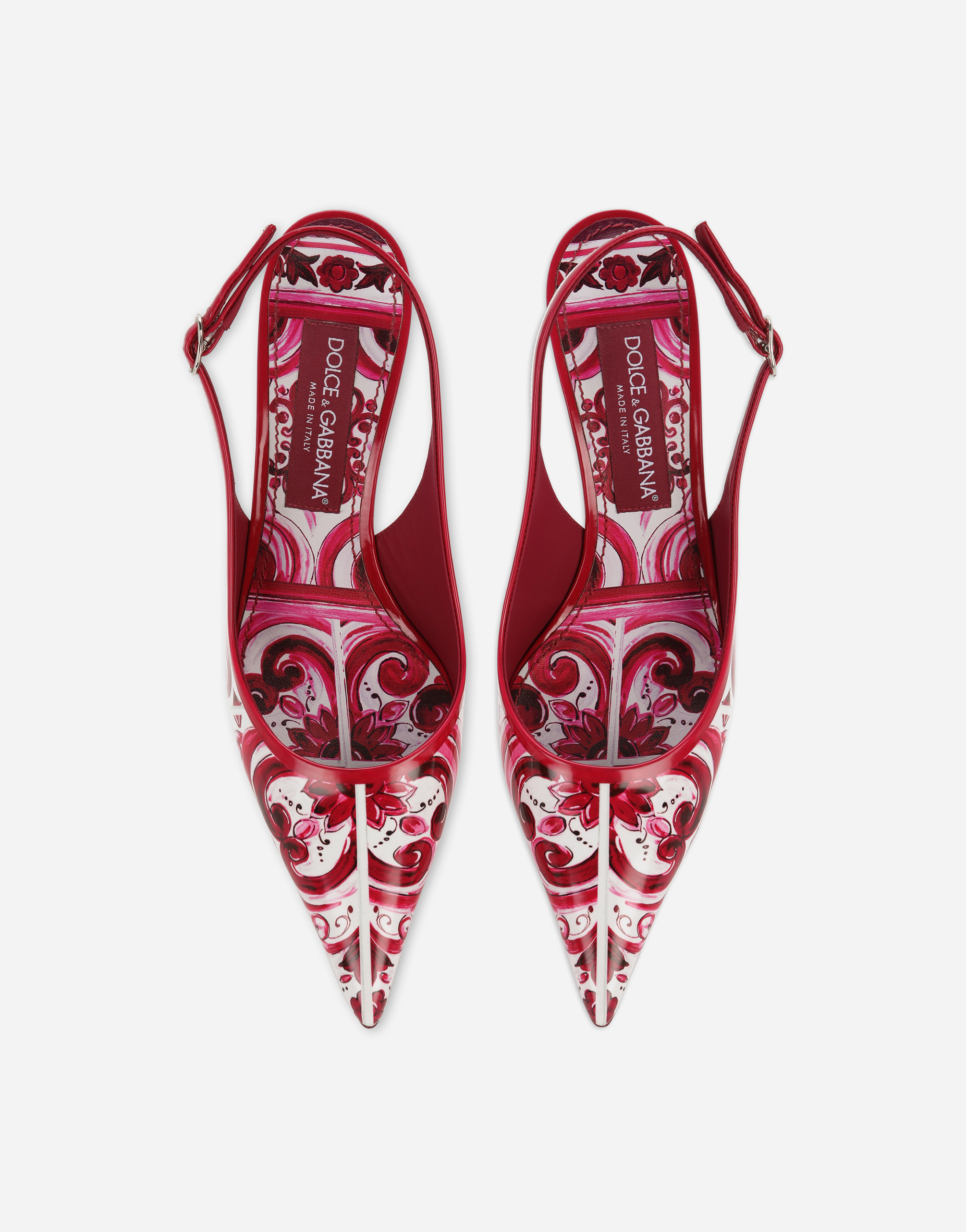 DOLCE & GABBANA PRINTED POLISHED CALFSKIN SLINGBACKS