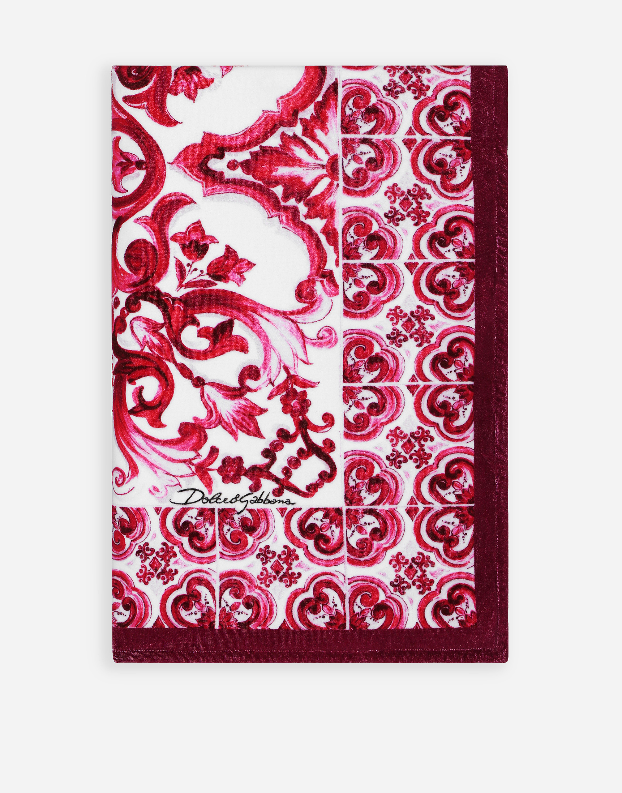 Shop Dolce & Gabbana Majolica Print Terrycloth Beach Towel (114 X 185) In Multicolor