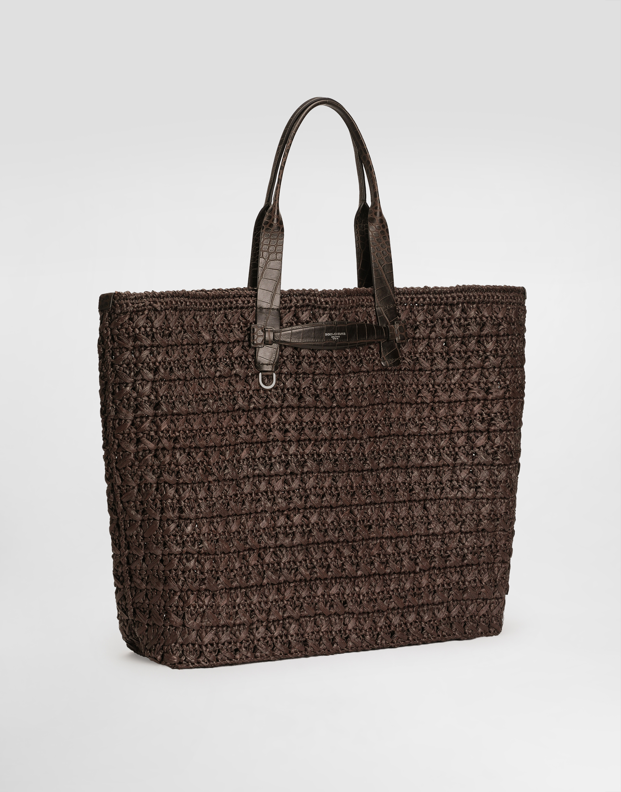 Dolce & Gabbana Crochet Tote Bag Woven Texture In Brown