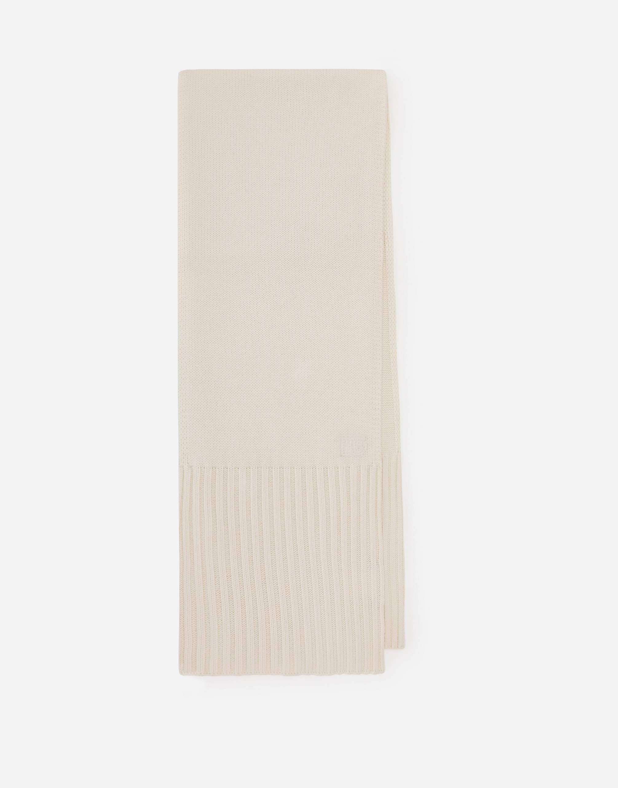 Dolce & Gabbana Cashmere Scarf With Dg Logo Embroidery - Woman Scarves And Silks White Onesize