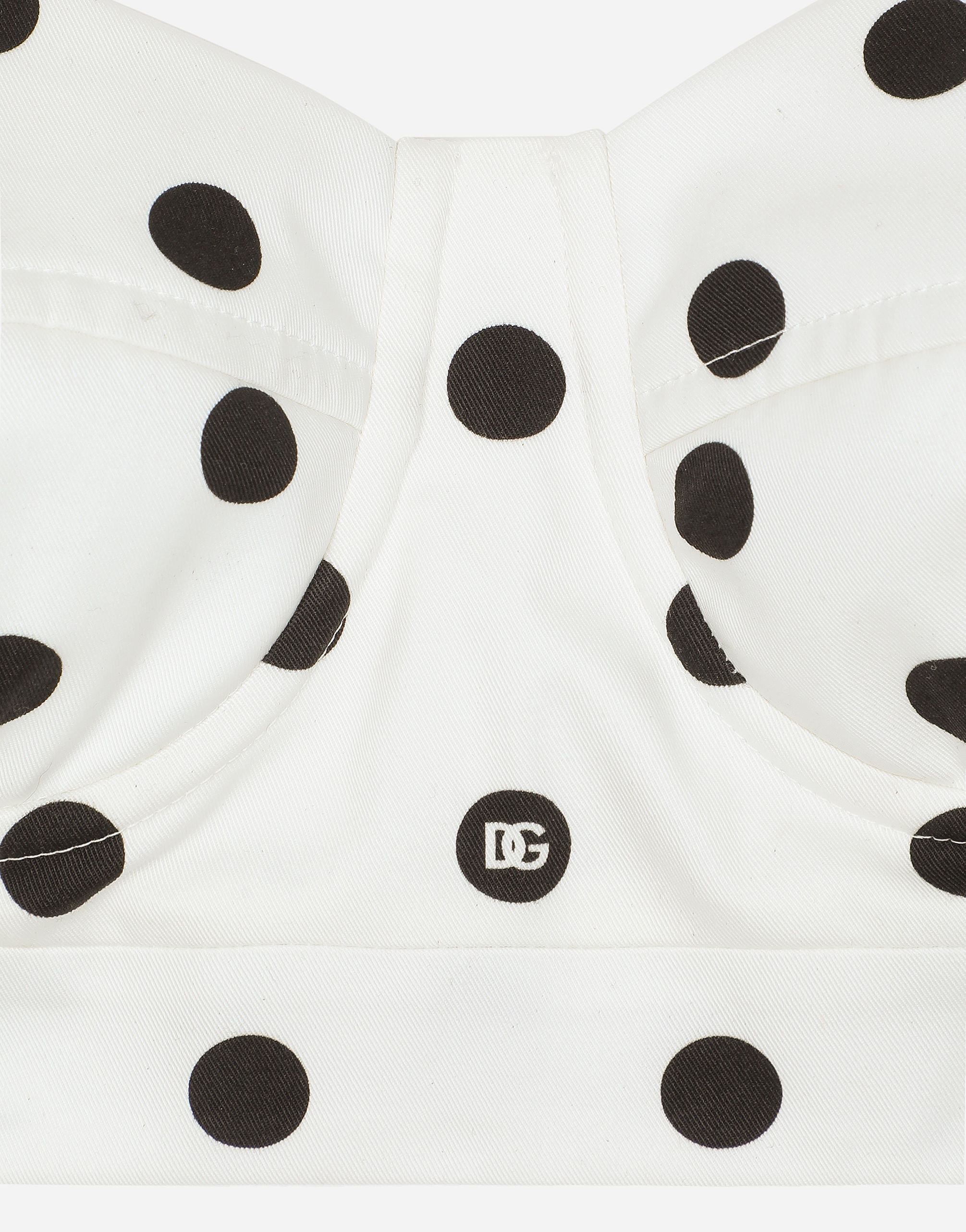 Dolce & Gabbana Polka-dot Cotton-blend Drill Crop Top In プリ