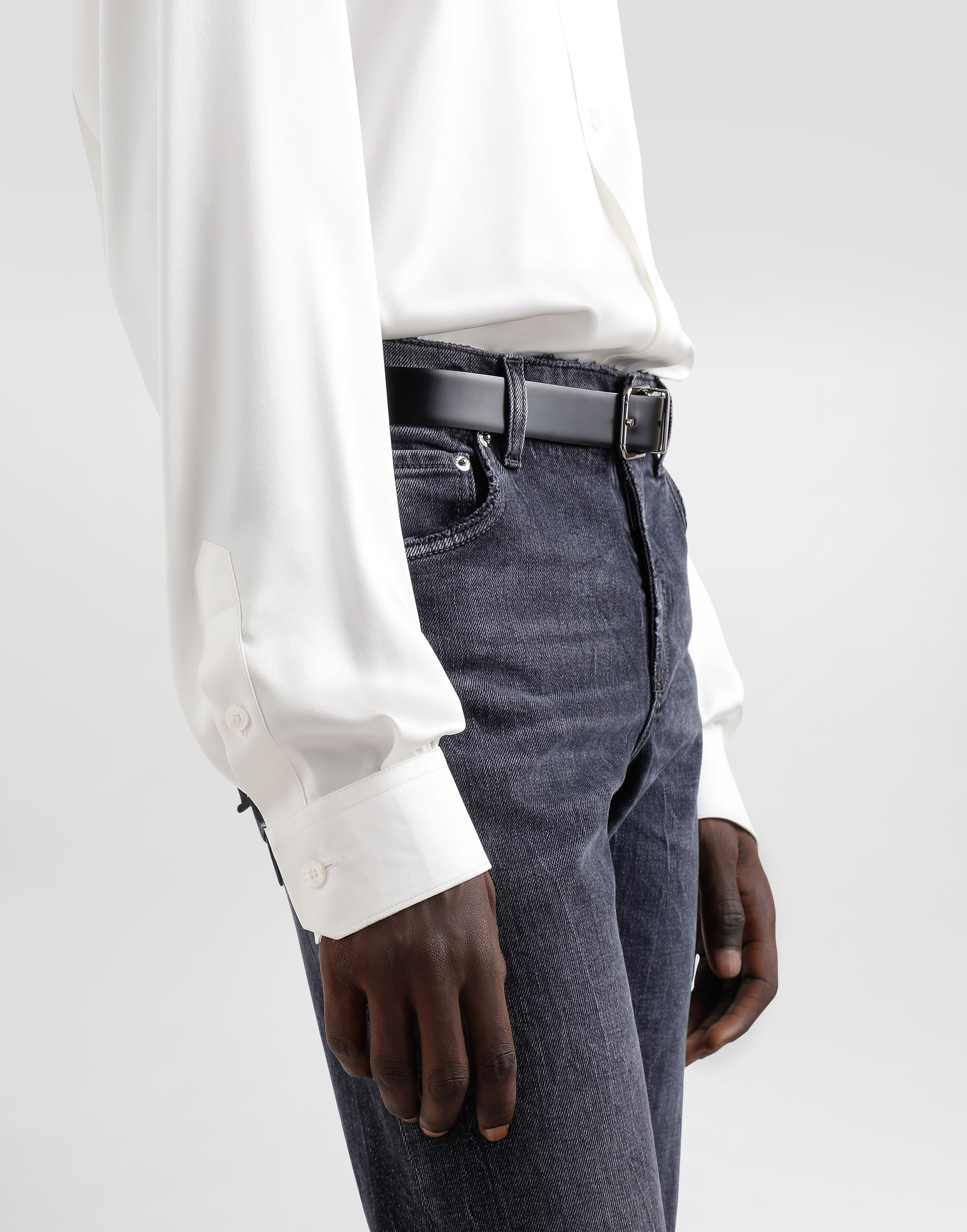 Silk shirt with logo embroidery
