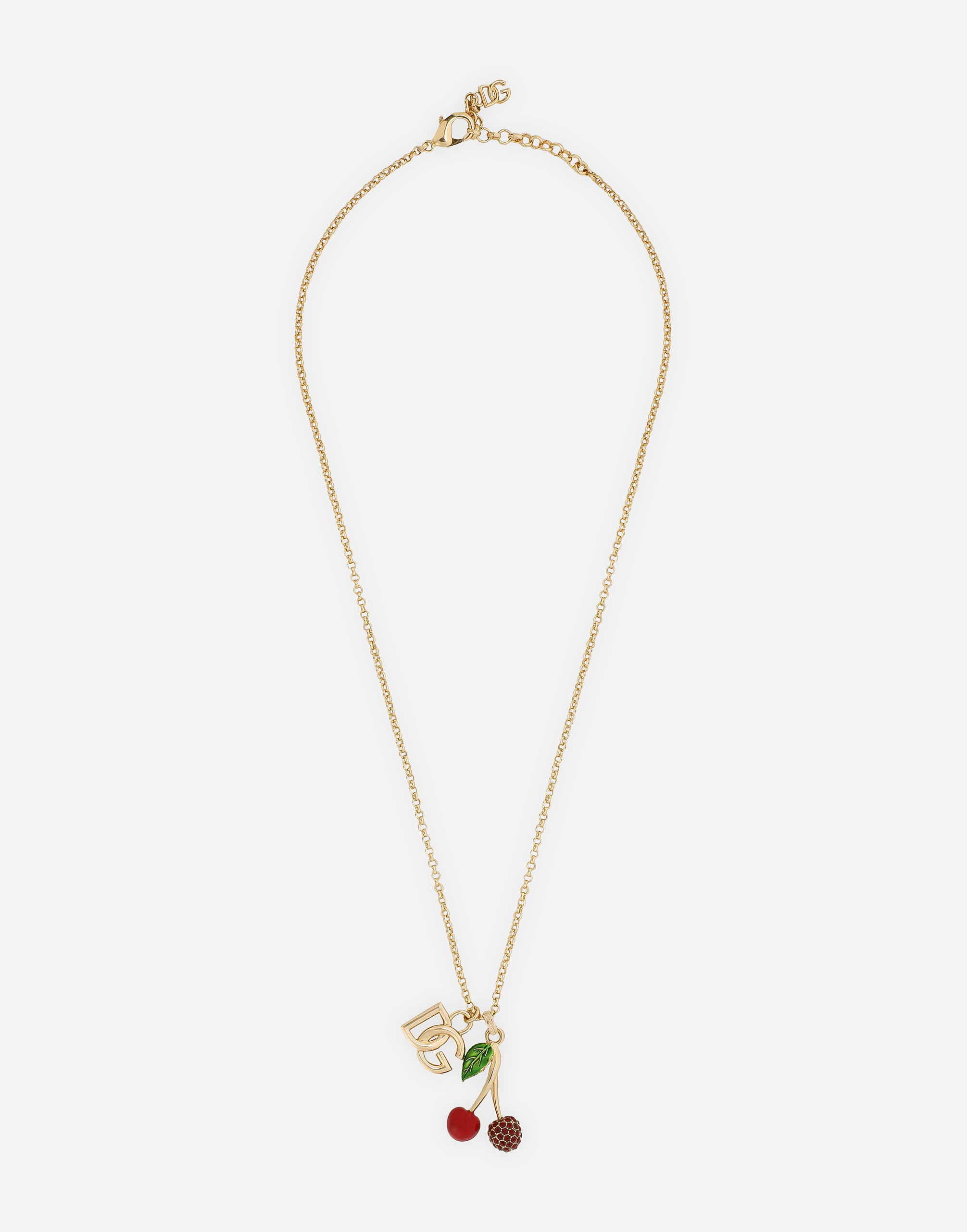 Dolce & Gabbana Necklace With Dg Logo And Cherry Charms - Woman Bijoux Gold Metal Onesize