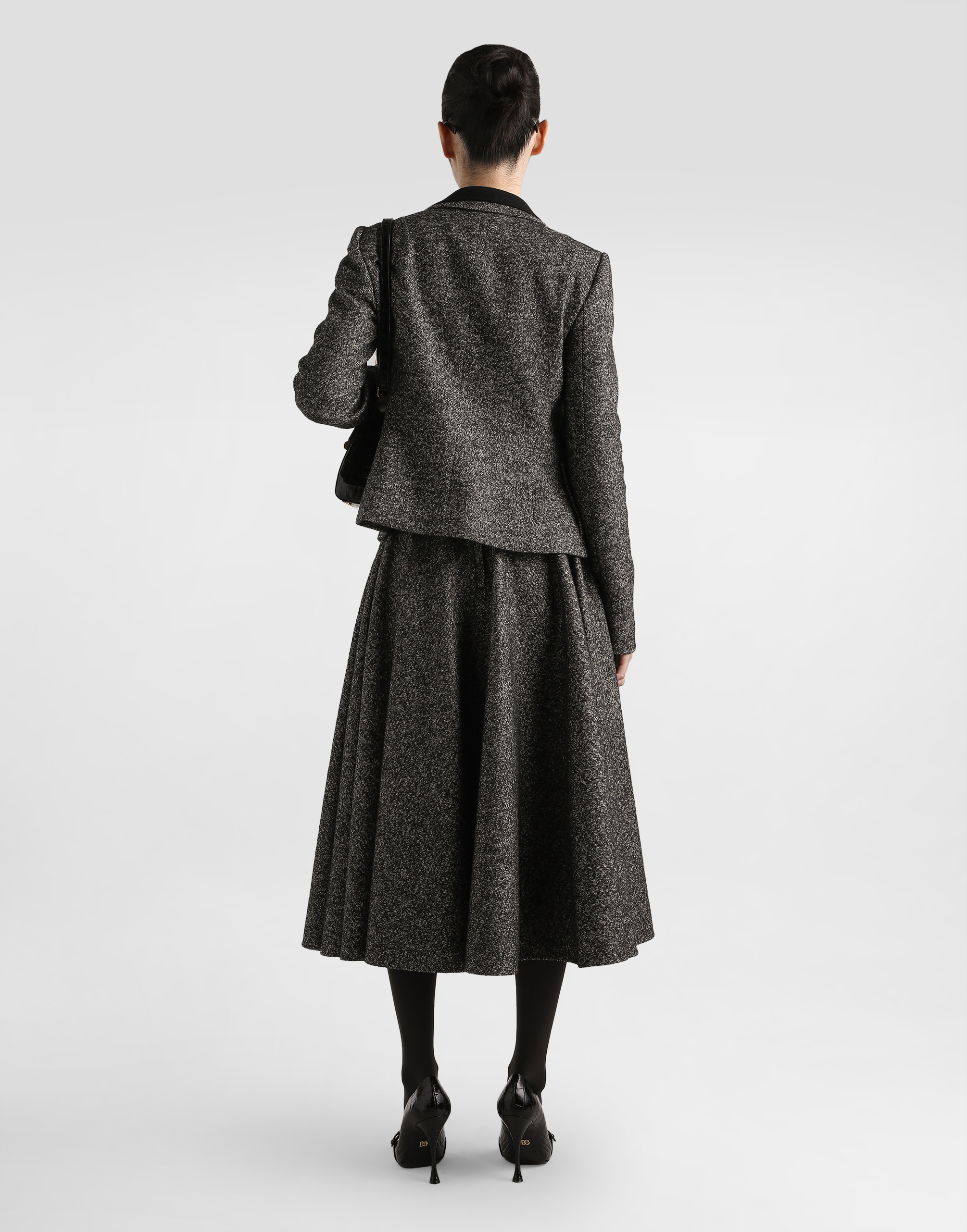 Wool blend dotted circle skirt