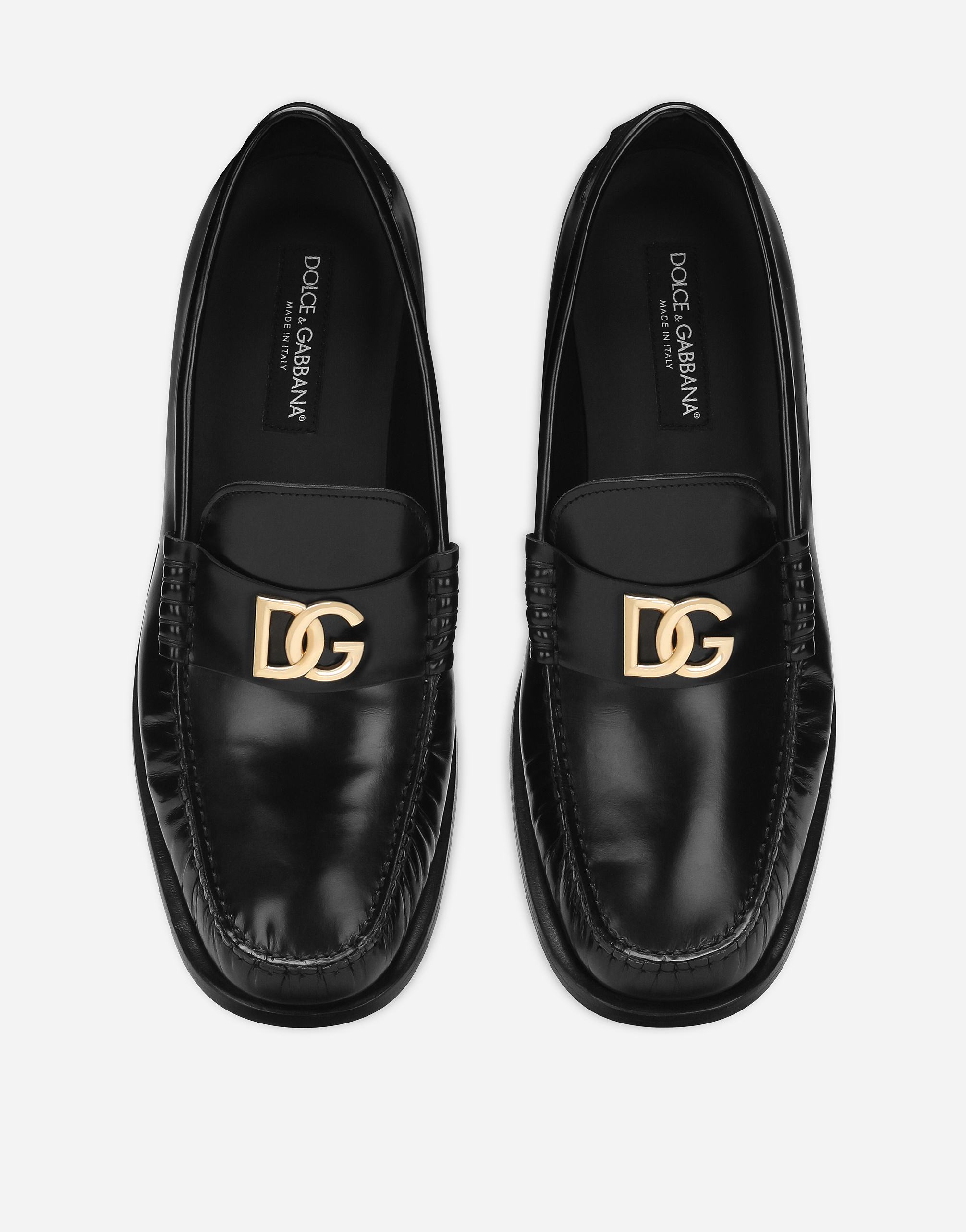 Shop Dolce & Gabbana Brushed Calfskin Loafers In Black