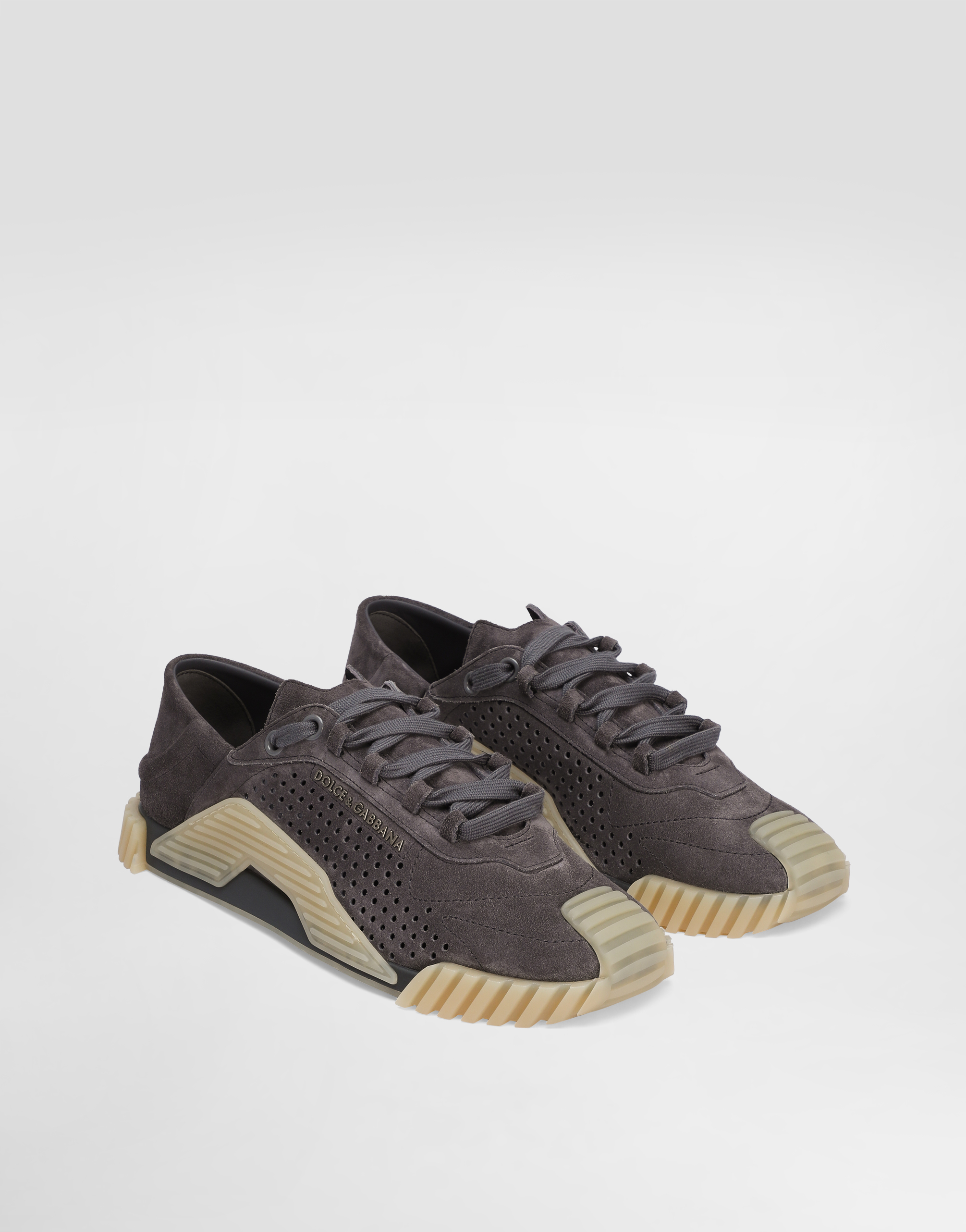 Dolce & Gabbana Ns1 Suede Sneakers Lead Grey Color In Grigio