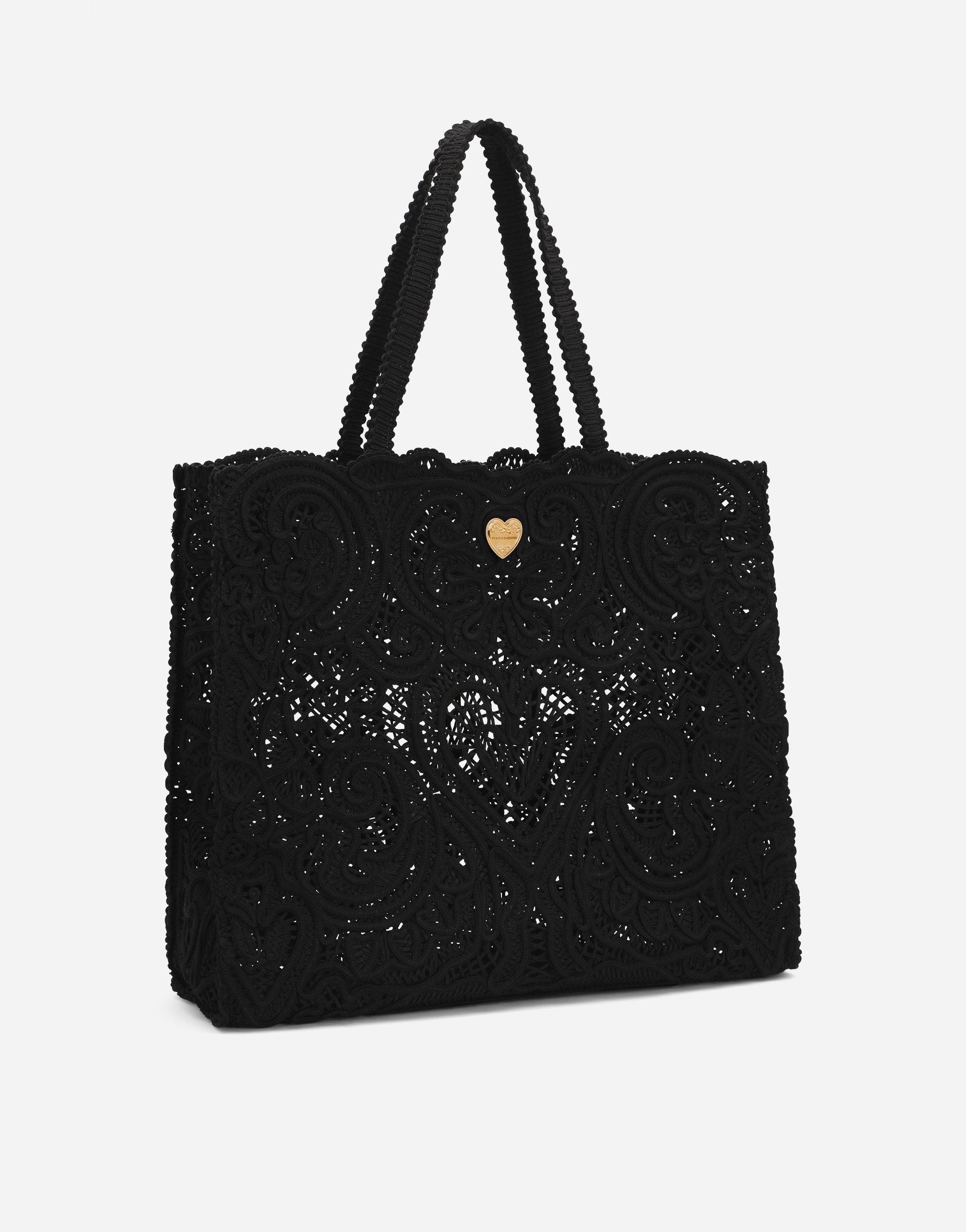 Dolce & Gabbana Large Cordonetto Lace Beatrice Bag In Black
