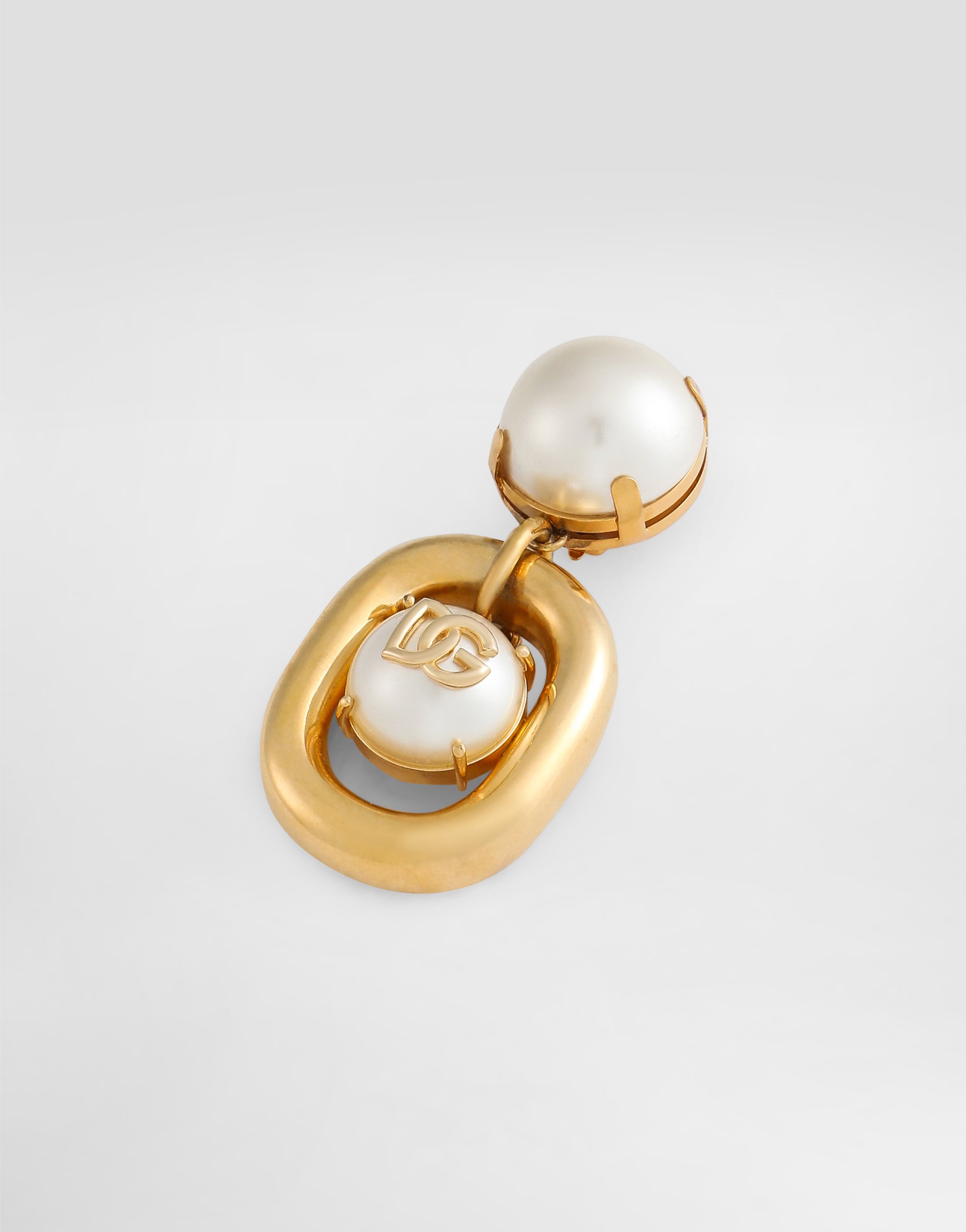 Dolce & Gabbana Cabochon Earrings With Dg Logo In Gold
