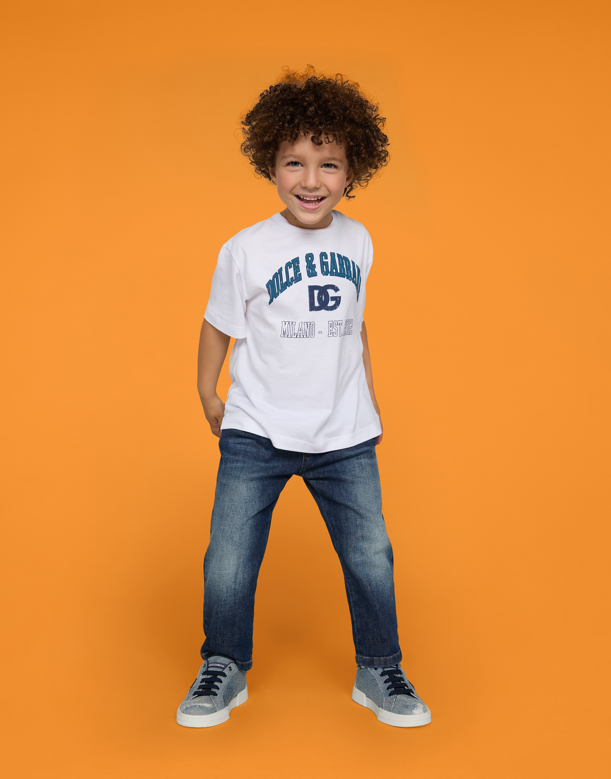 DOLCE & GABBANA JERSEY T-SHIRT WITH DG LOGO PRINT