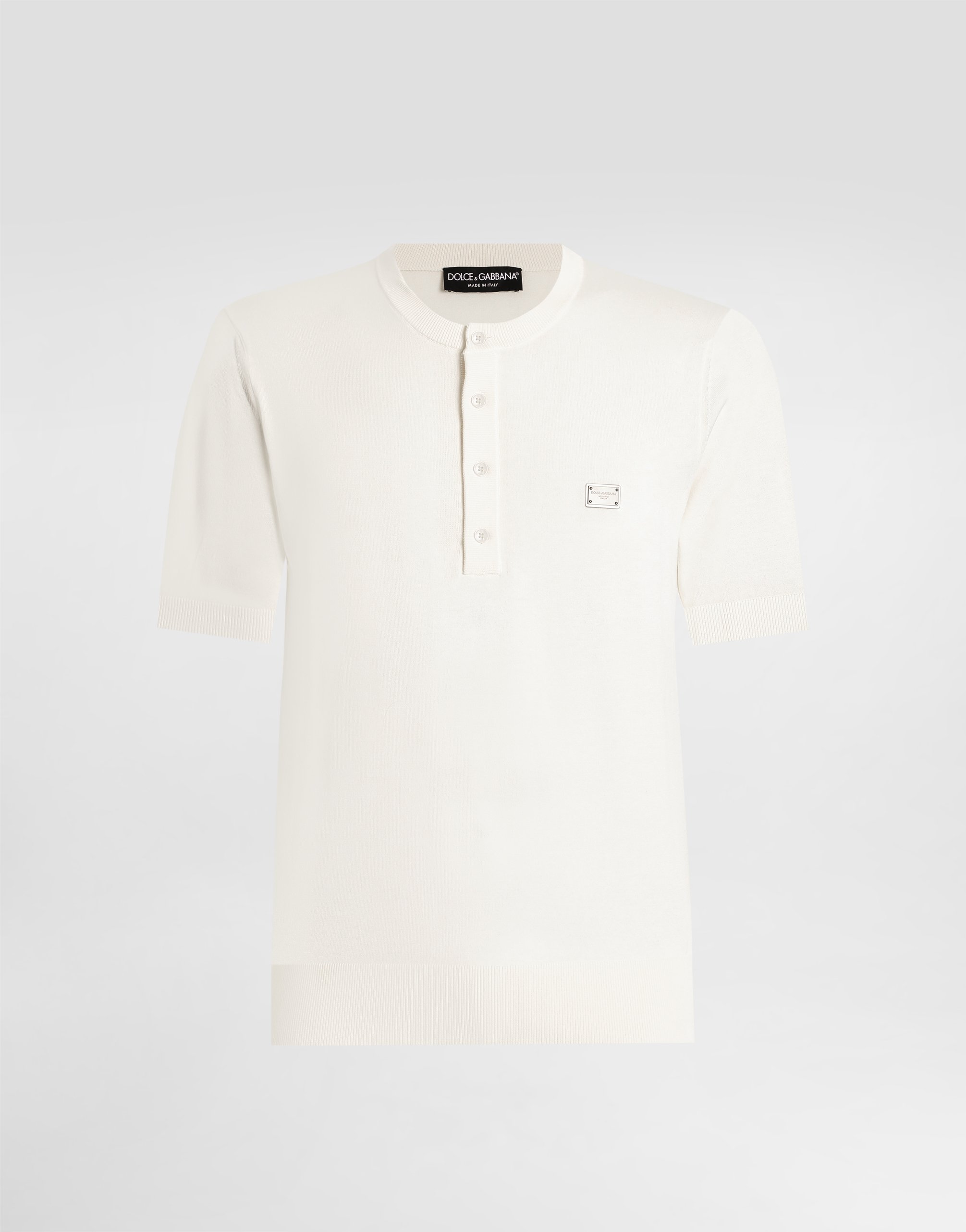 Dolce & Gabbana Cotton Round-neck Sweater With Tag - Man Sweaters And Cardigans White