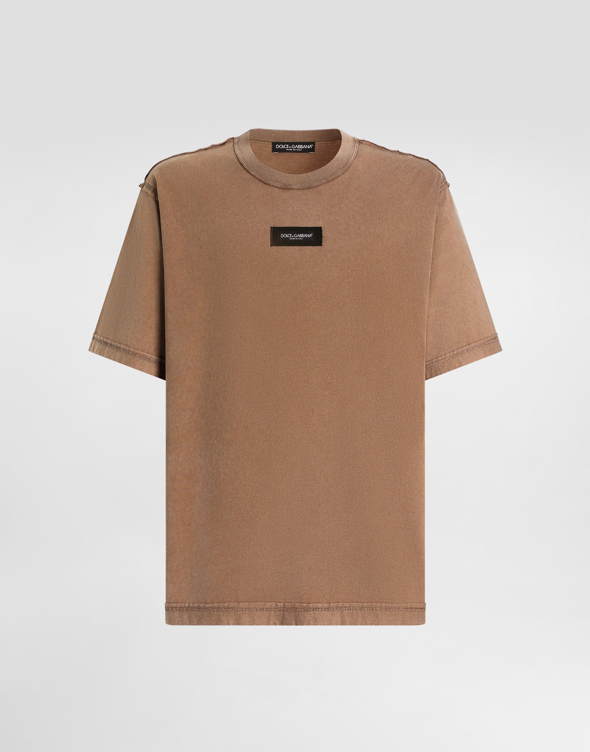 Cotton t-shirt with print in Brown for Men | Dolce&Gabbana®