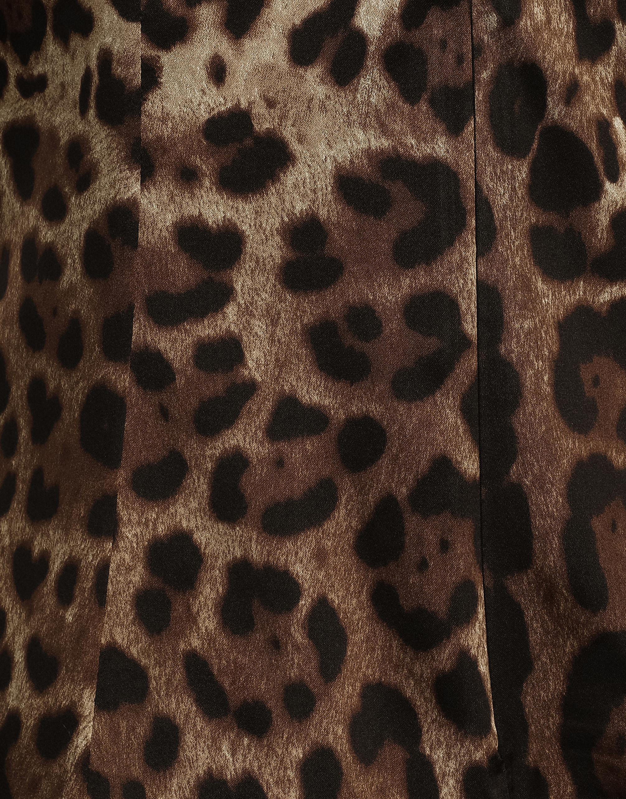 Leopard-print satin top with lace inlay