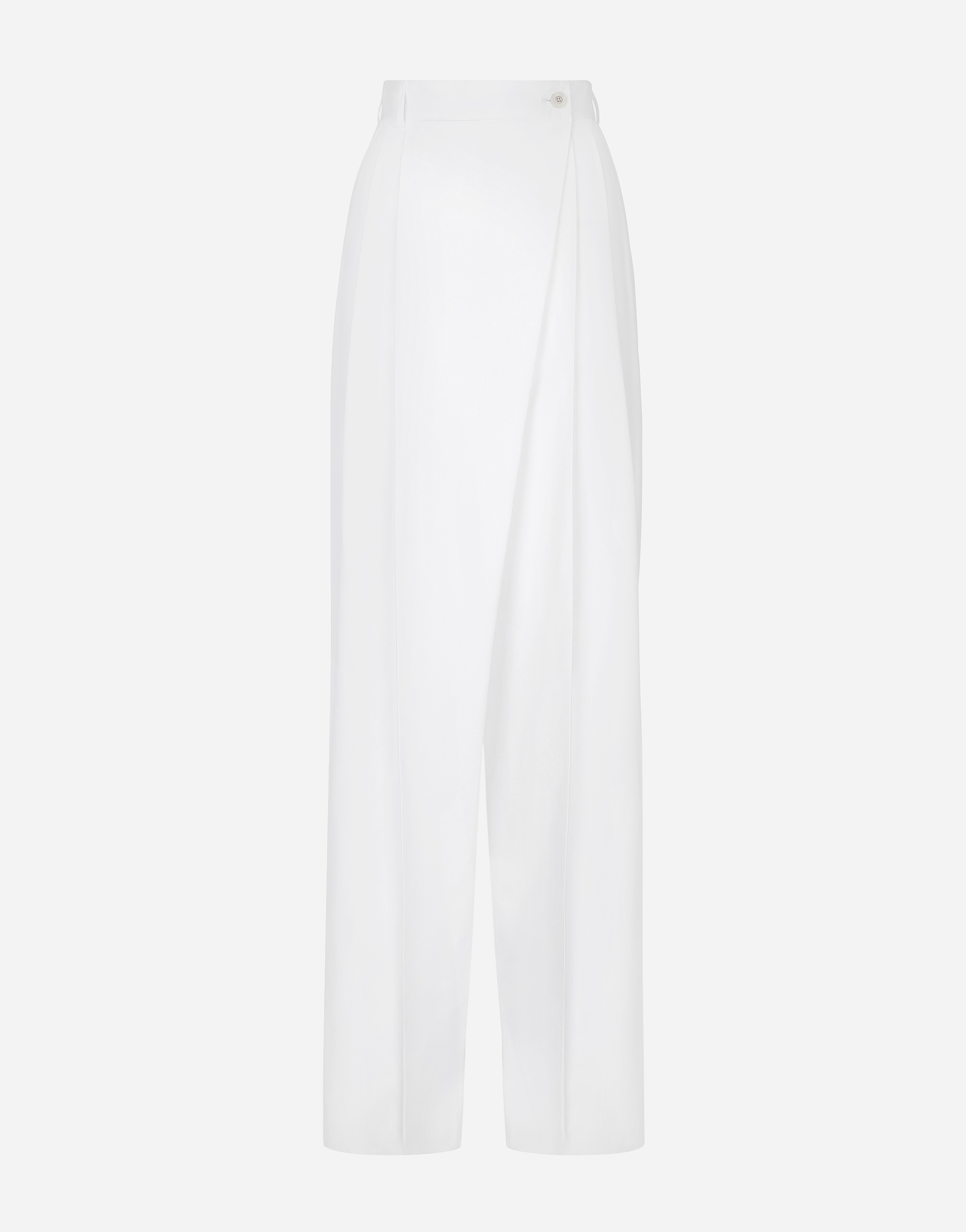 Dolce & Gabbana Flared Cotton Poplin Pants - Woman Pants And Shorts White 38