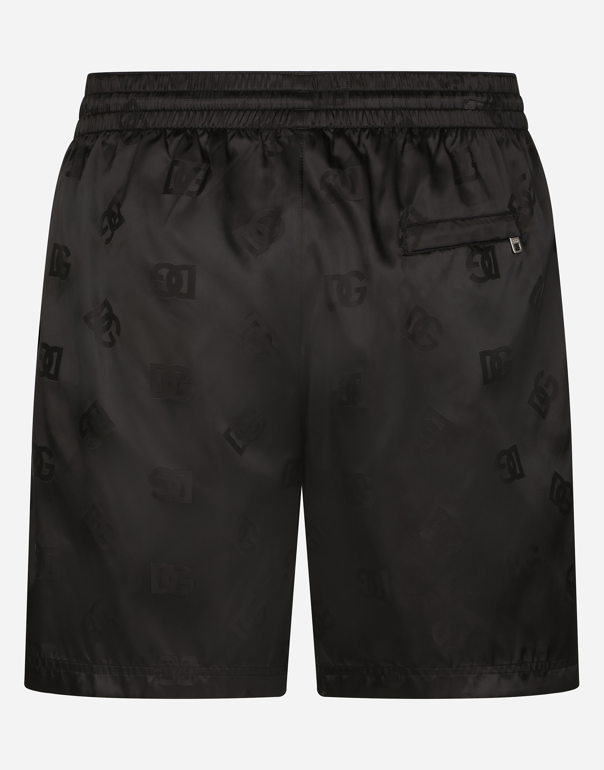 Dolce & Gabbana Mid-length Jacquard Swim Trunks With Dg Monogram In Black