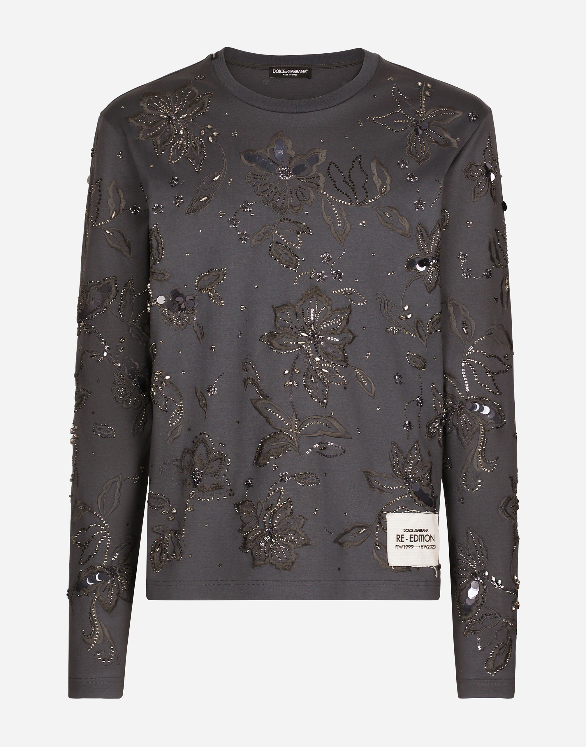 DOLCE & GABBANA COTTON INTERLOCK T-SHIRT WITH EMBROIDERY