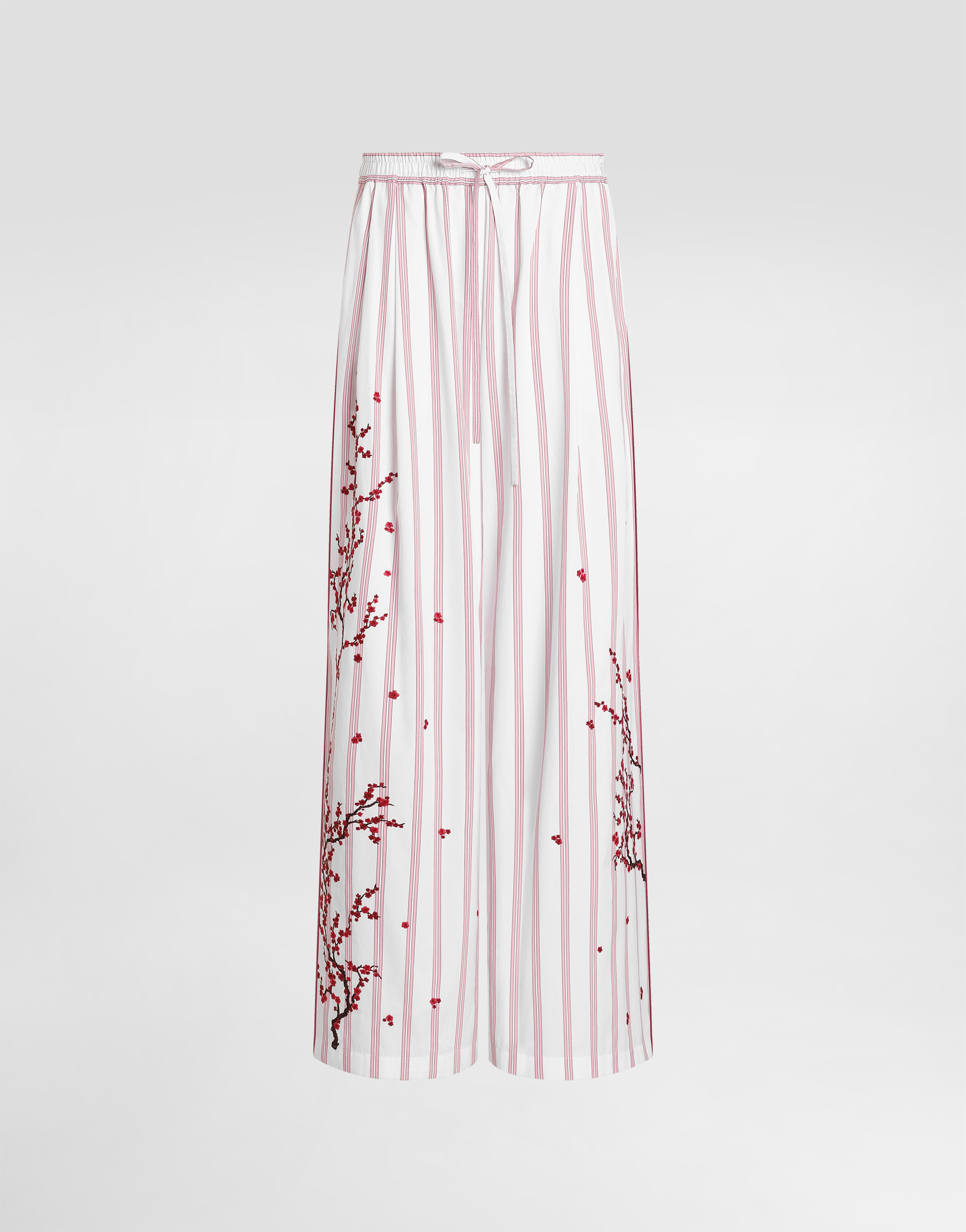 Poplin trousers with thread floral embroidery in Multicolor for