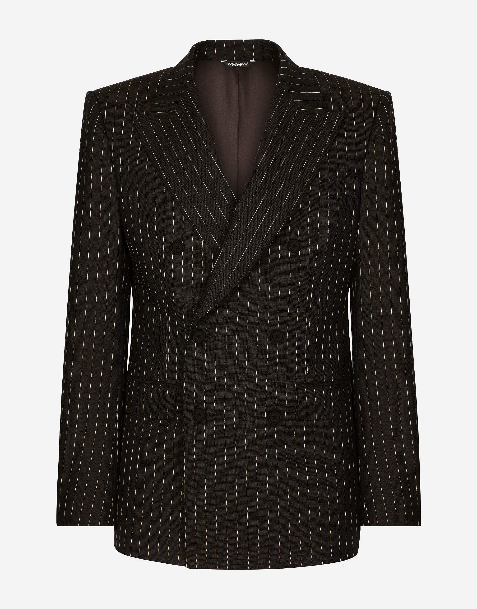 Dolce & Gabbana Double-breasted Pinstripe Wool Sicilia-fit Jacket In Multicolor