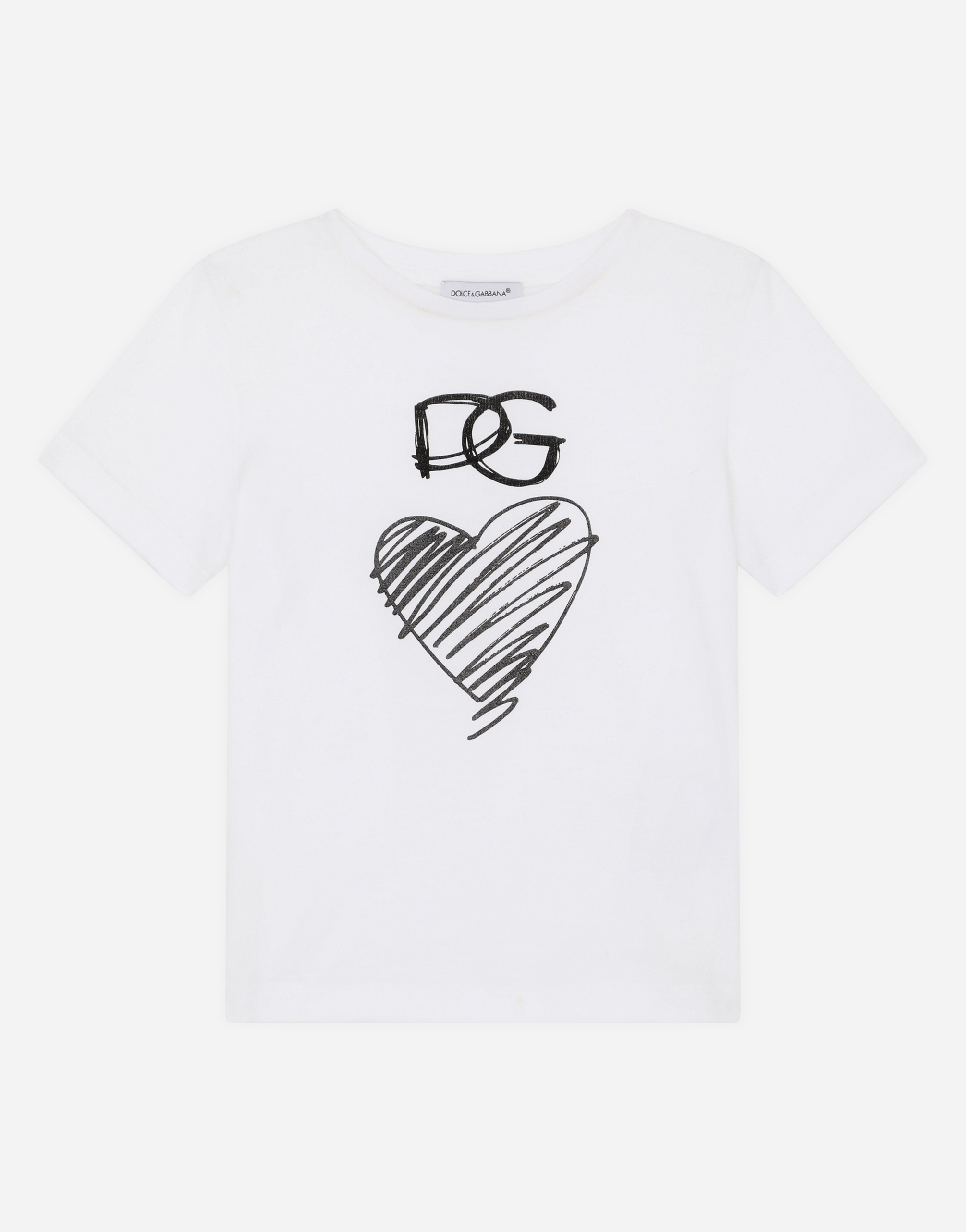 DOLCE & GABBANA JERSEY T-SHIRT WITH DG HEART PRINT
