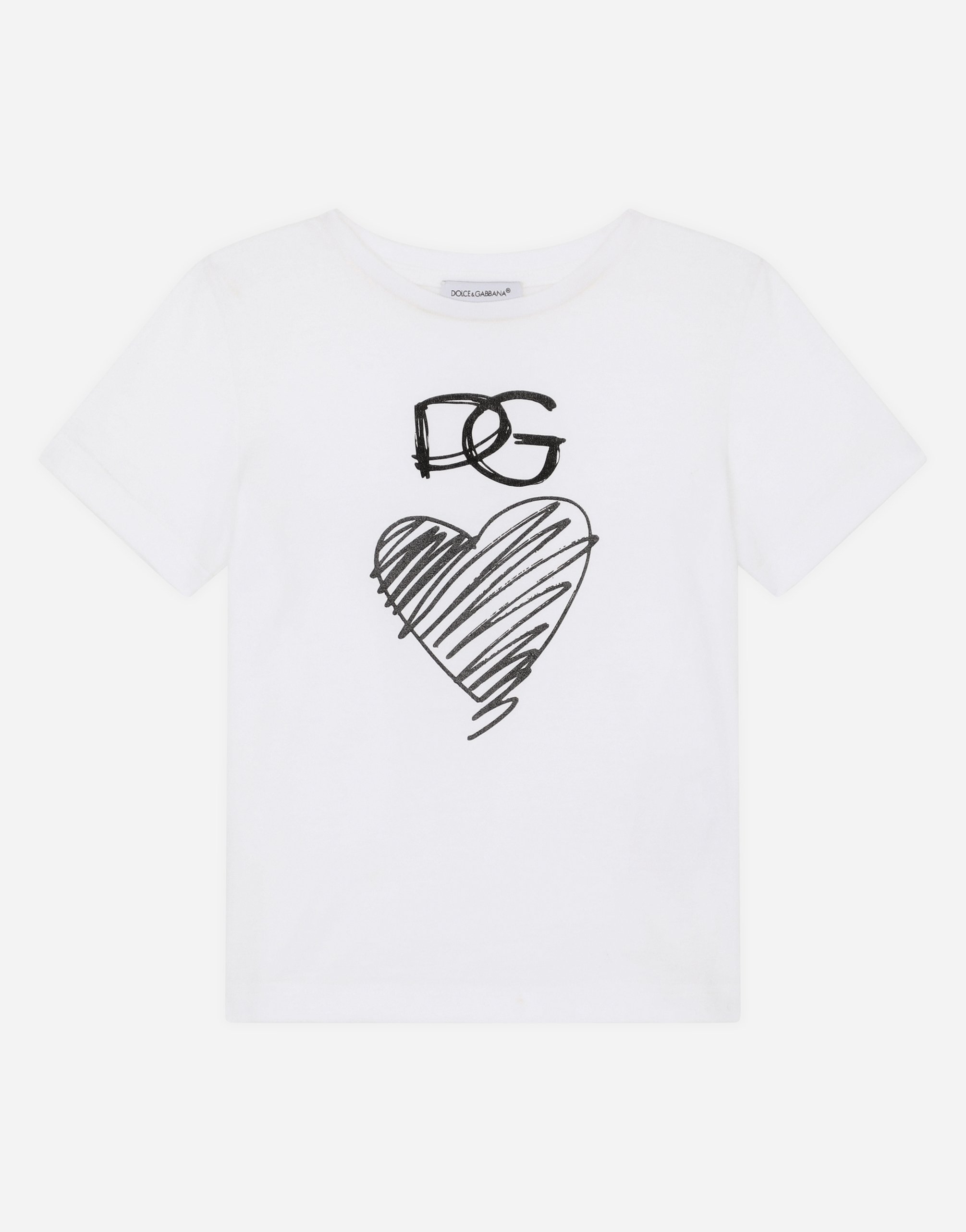 Dolce & Gabbana Kids' Jersey T-shirt With Dg Heart Print In White