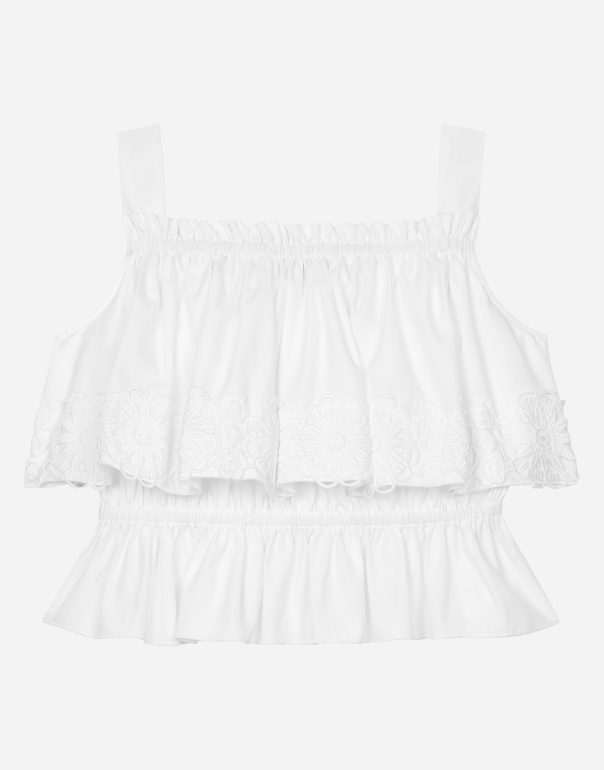 Dolce & Gabbana Poplin And Lace Top In White