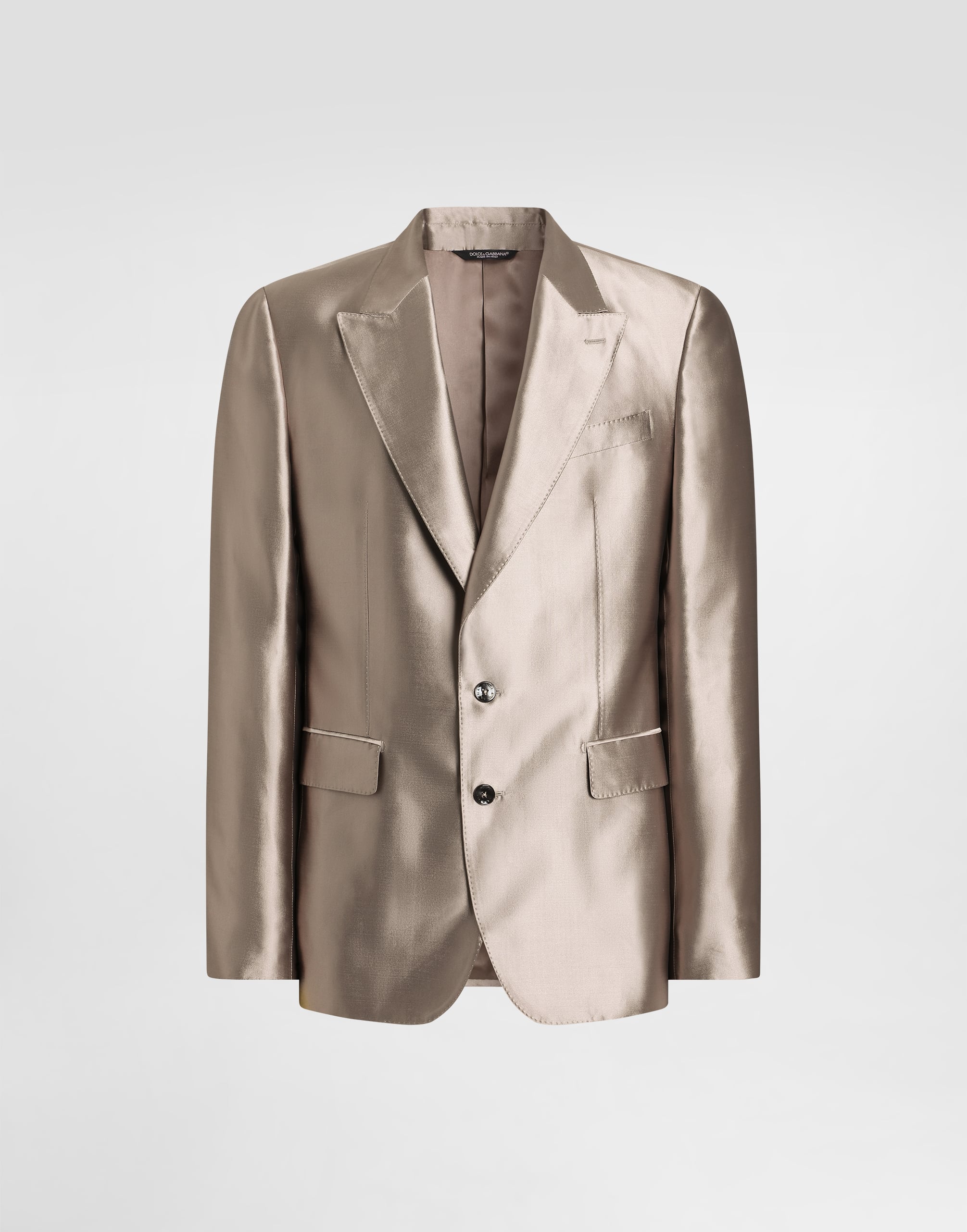 Sicilia light single-breasted silk shantung jacket in Beige for