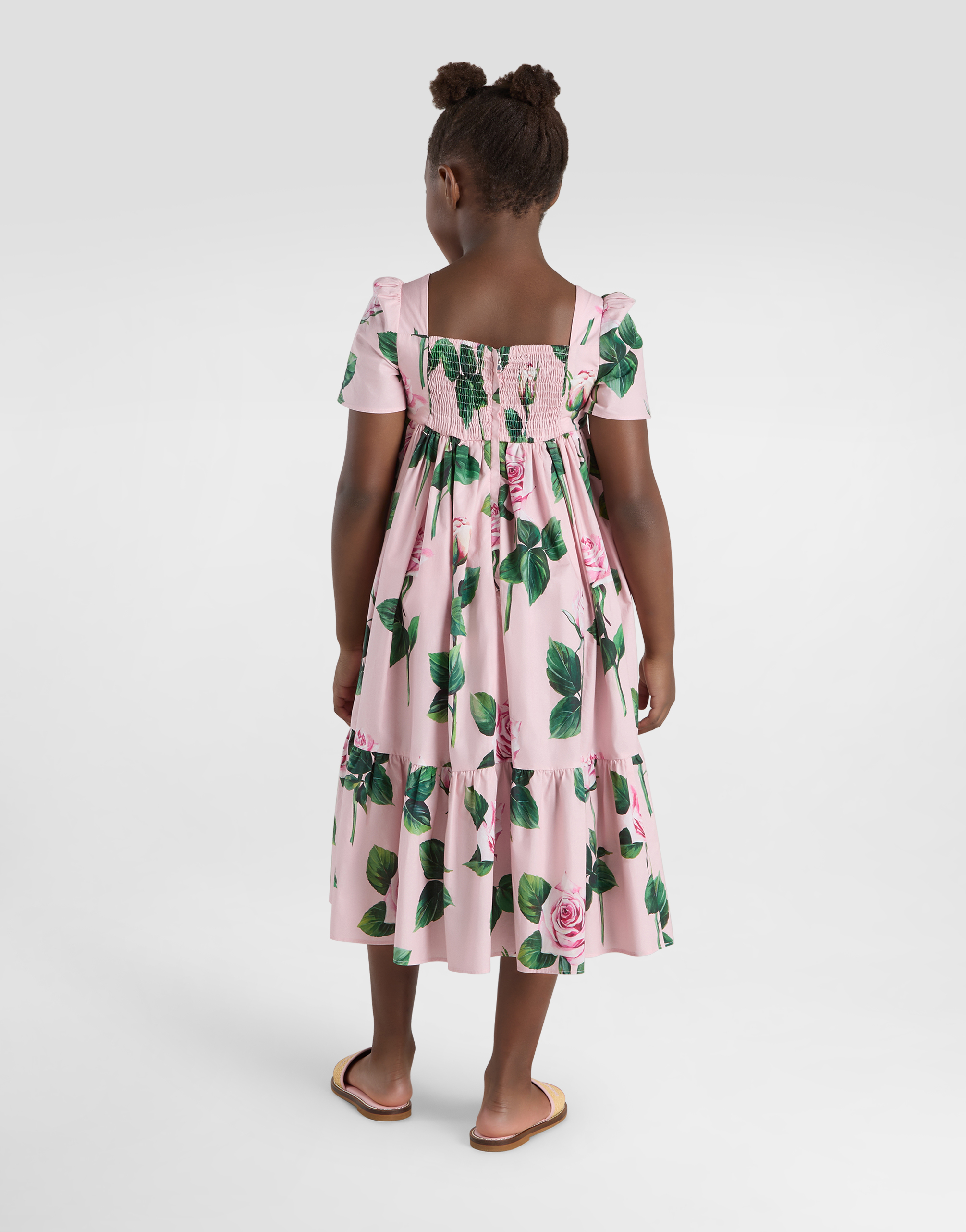 Dolce & Gabbana Rose-print Poplin Dress In Print
