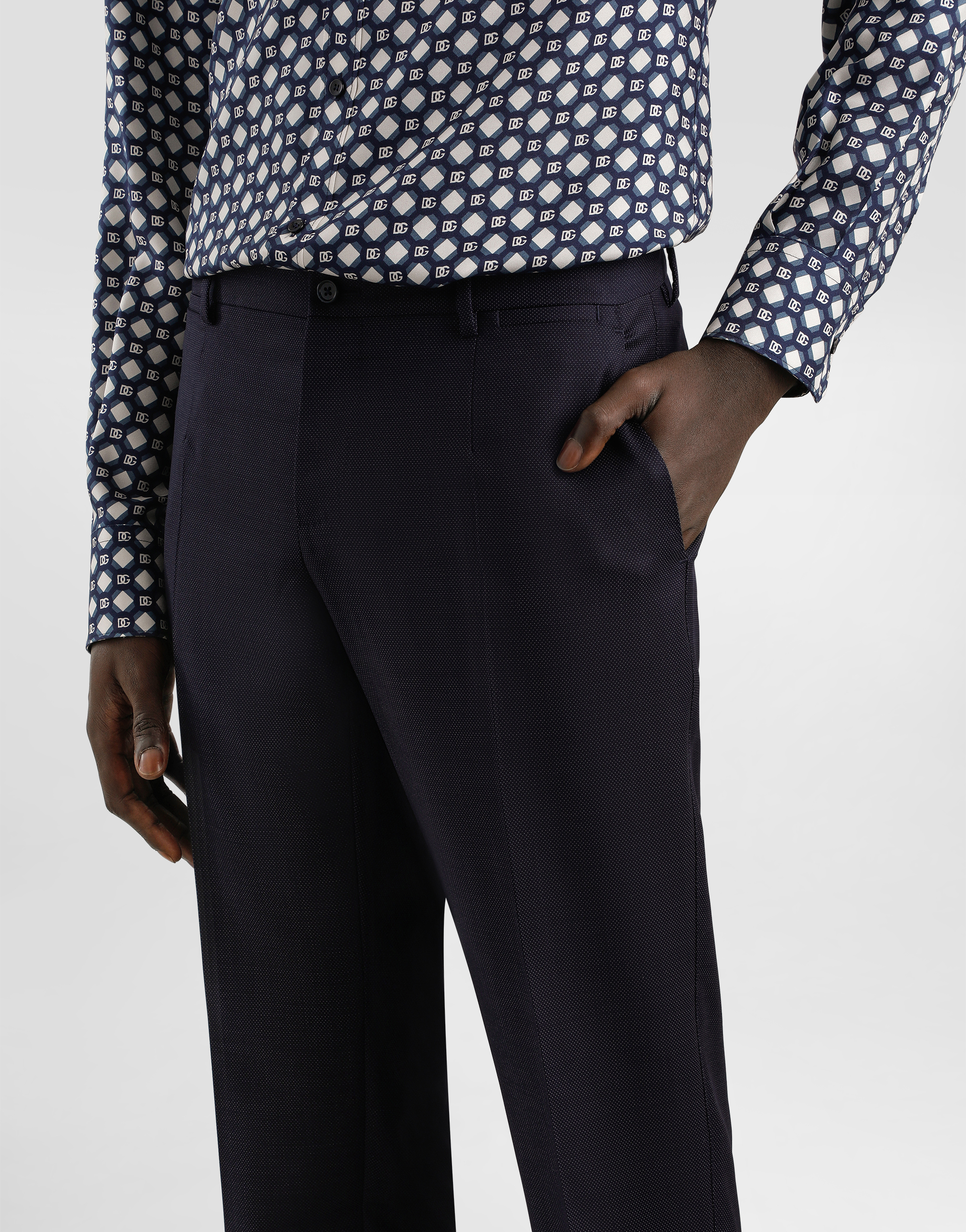 Single-breasted micro-patterned wool suit