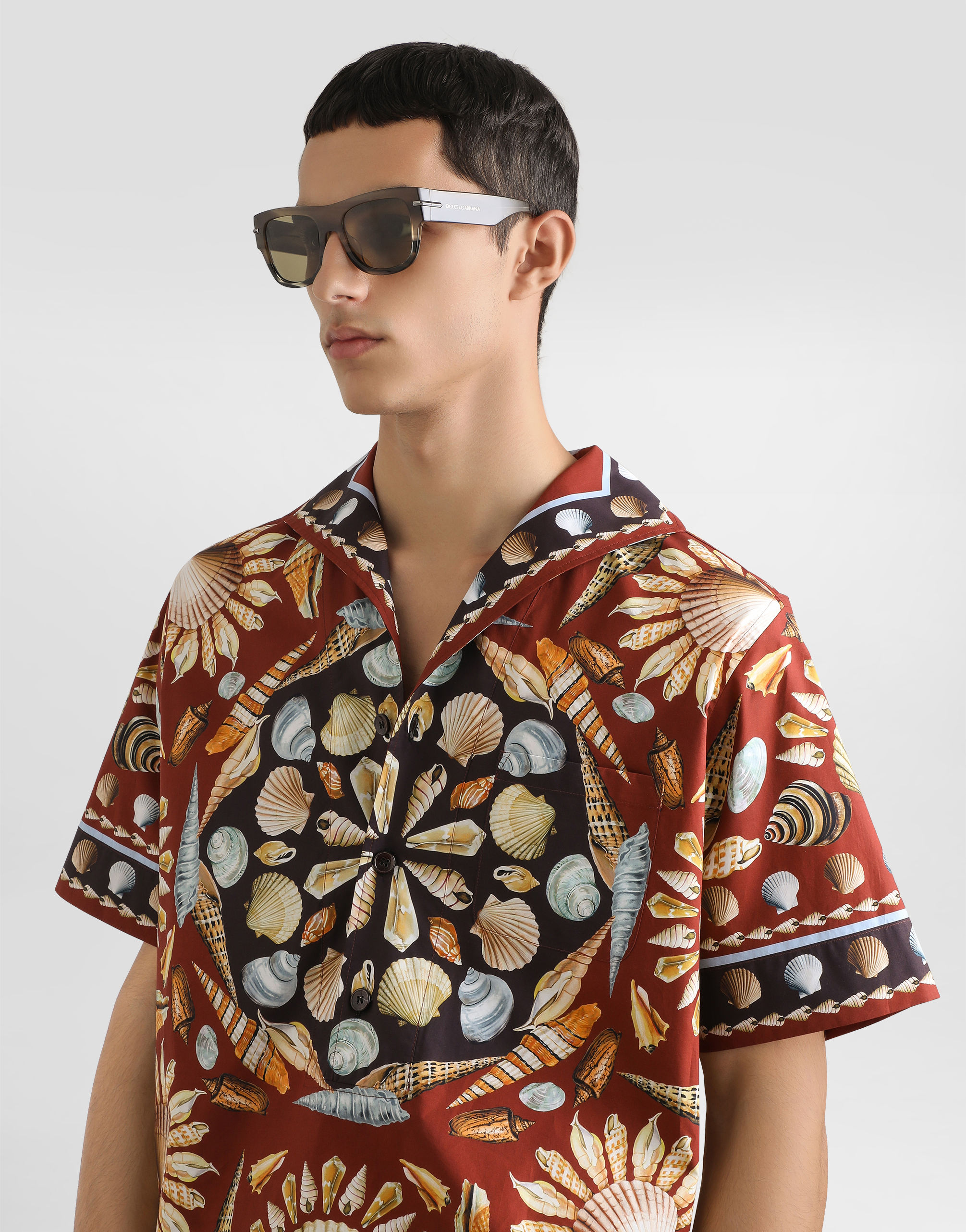 Printe popeline oversized shirt