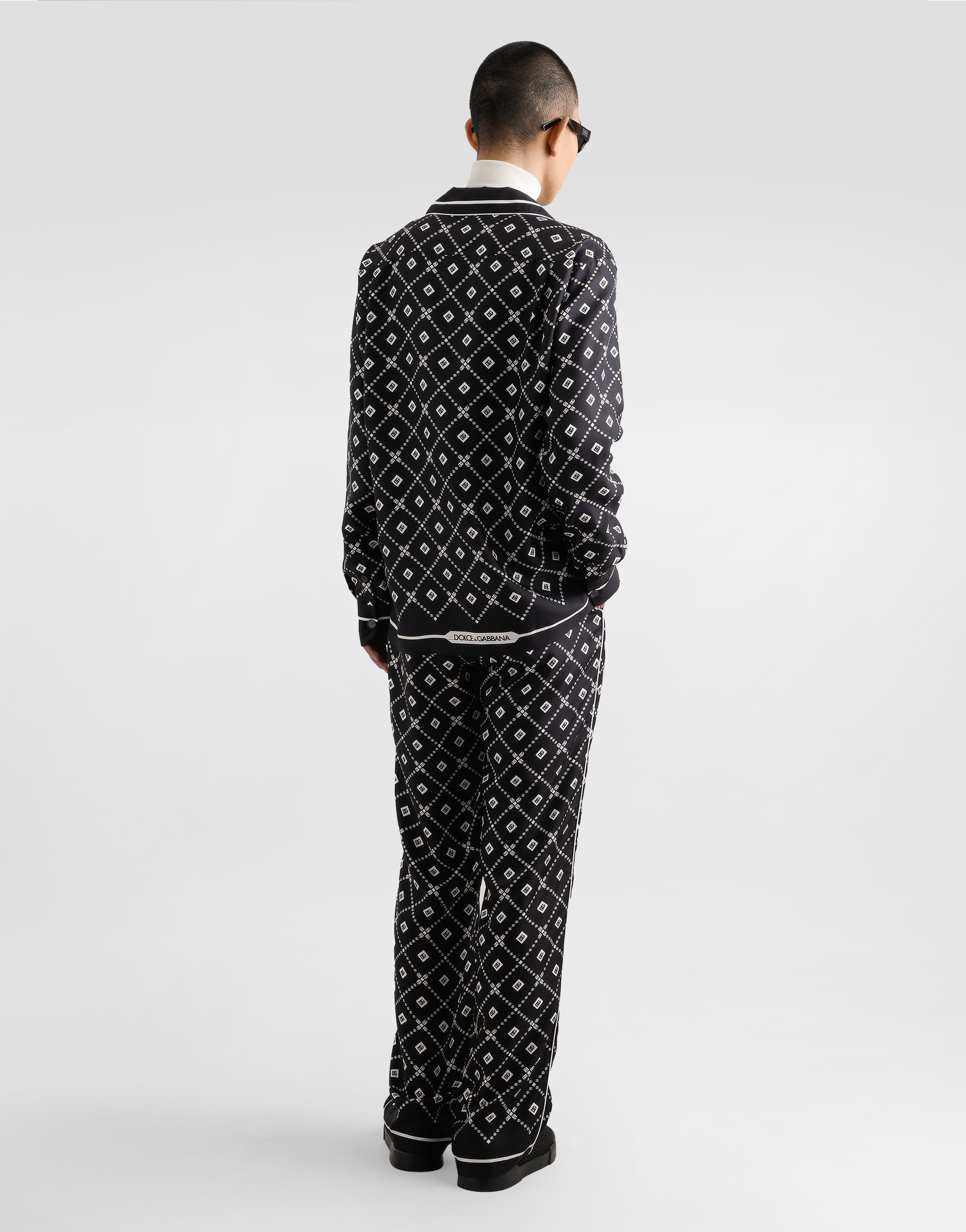 Dolce & Gabbana Printed Twill Trousers In Black