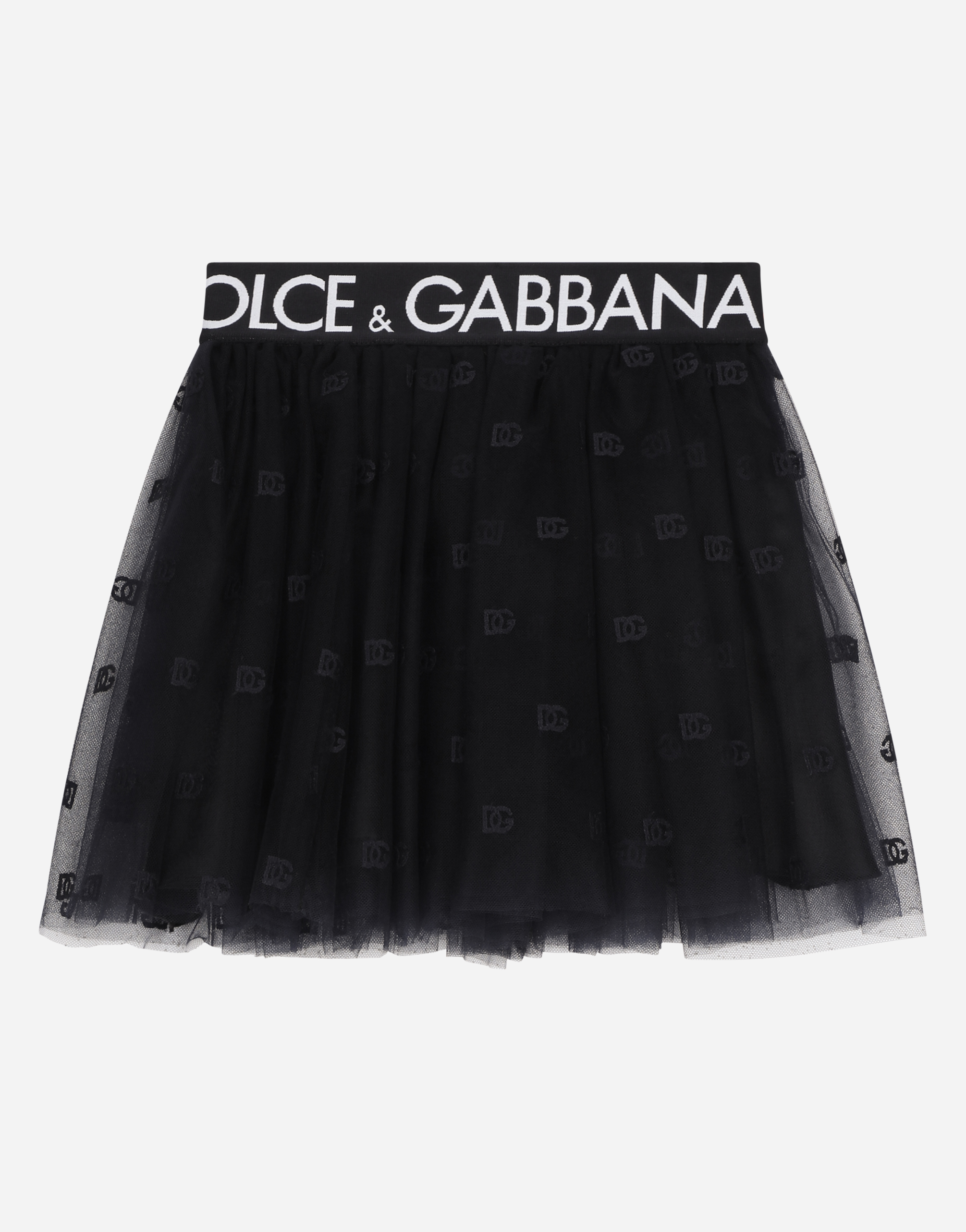 Dolce & Gabbana Multi-layered Tulle Miniskirt With Branded Elastic In Blue