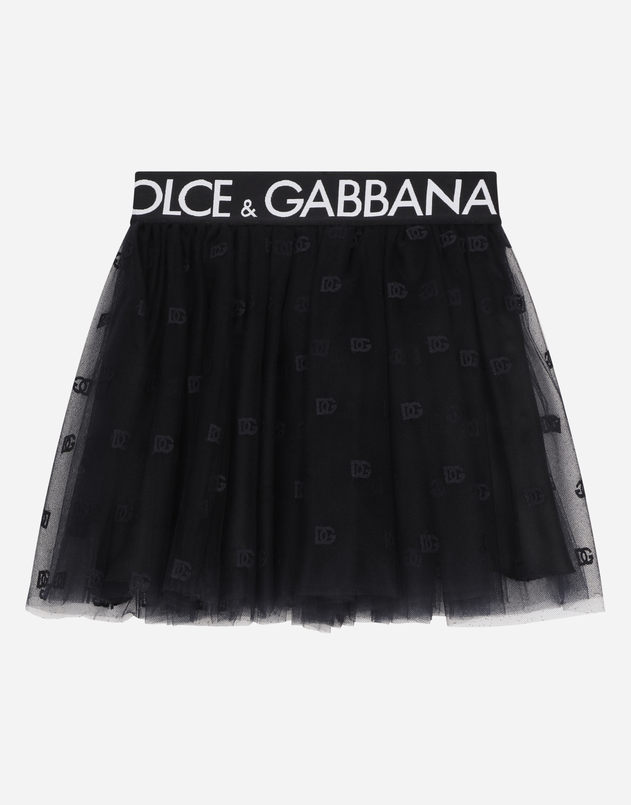 Dolce & Gabbana Multi-layered Tulle Miniskirt With Branded Elastic - Woman Trousers And Skirts Blue Tulle 8 Years