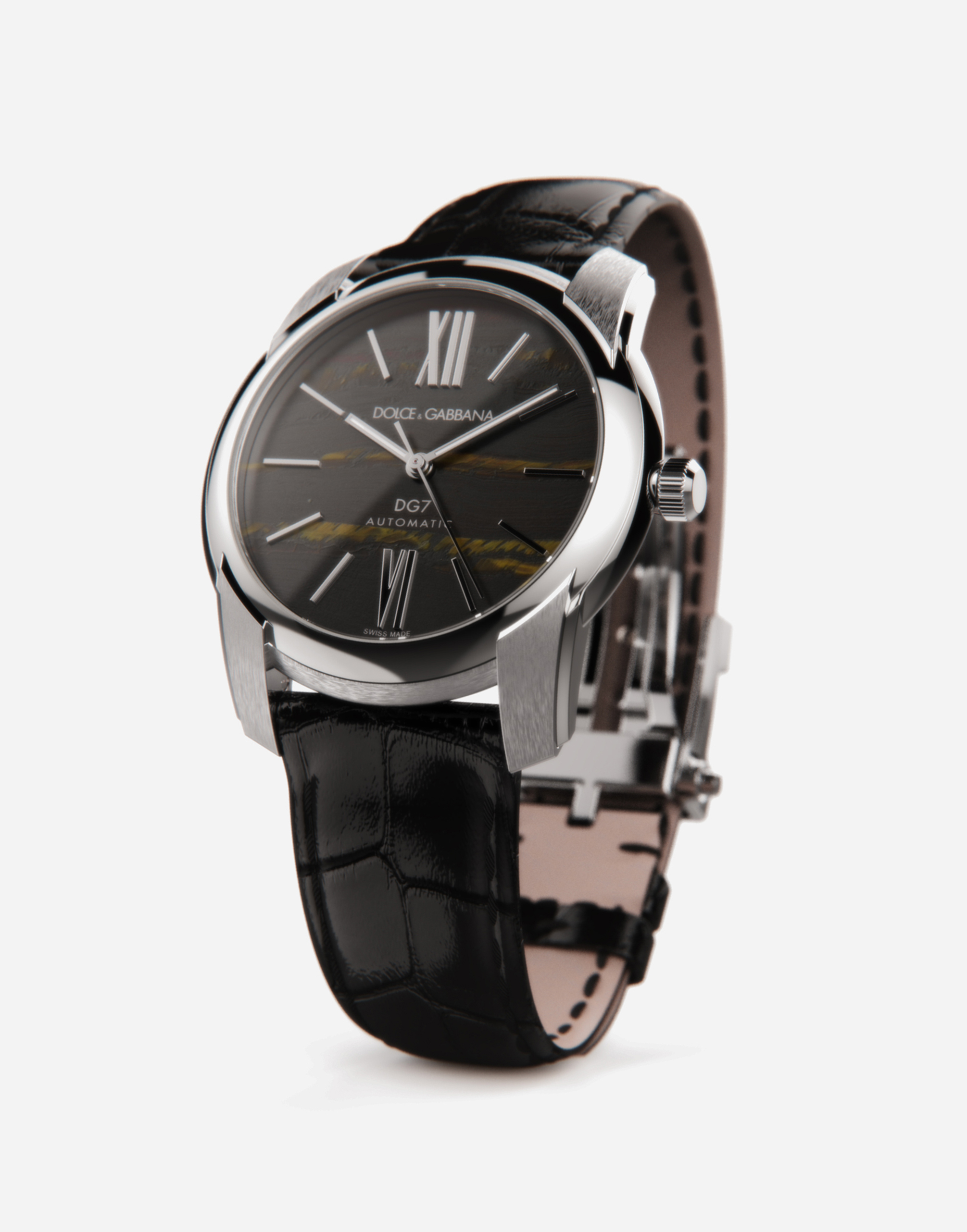 DOLCE & GABBANA STEEL AND TIGER’S EYE WATCH