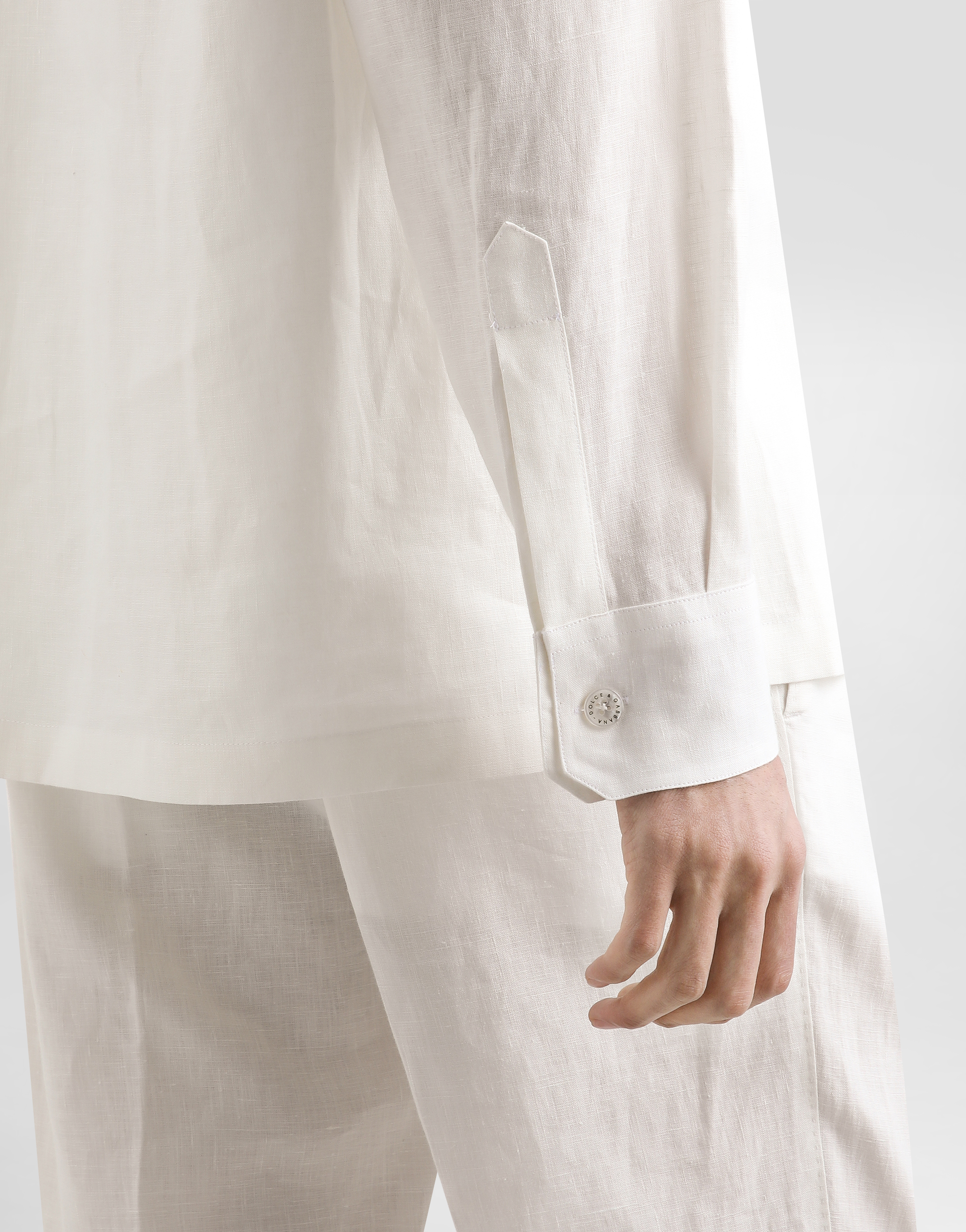 Dolce & Gabbana Linen Canvas Bowling Shirt In White