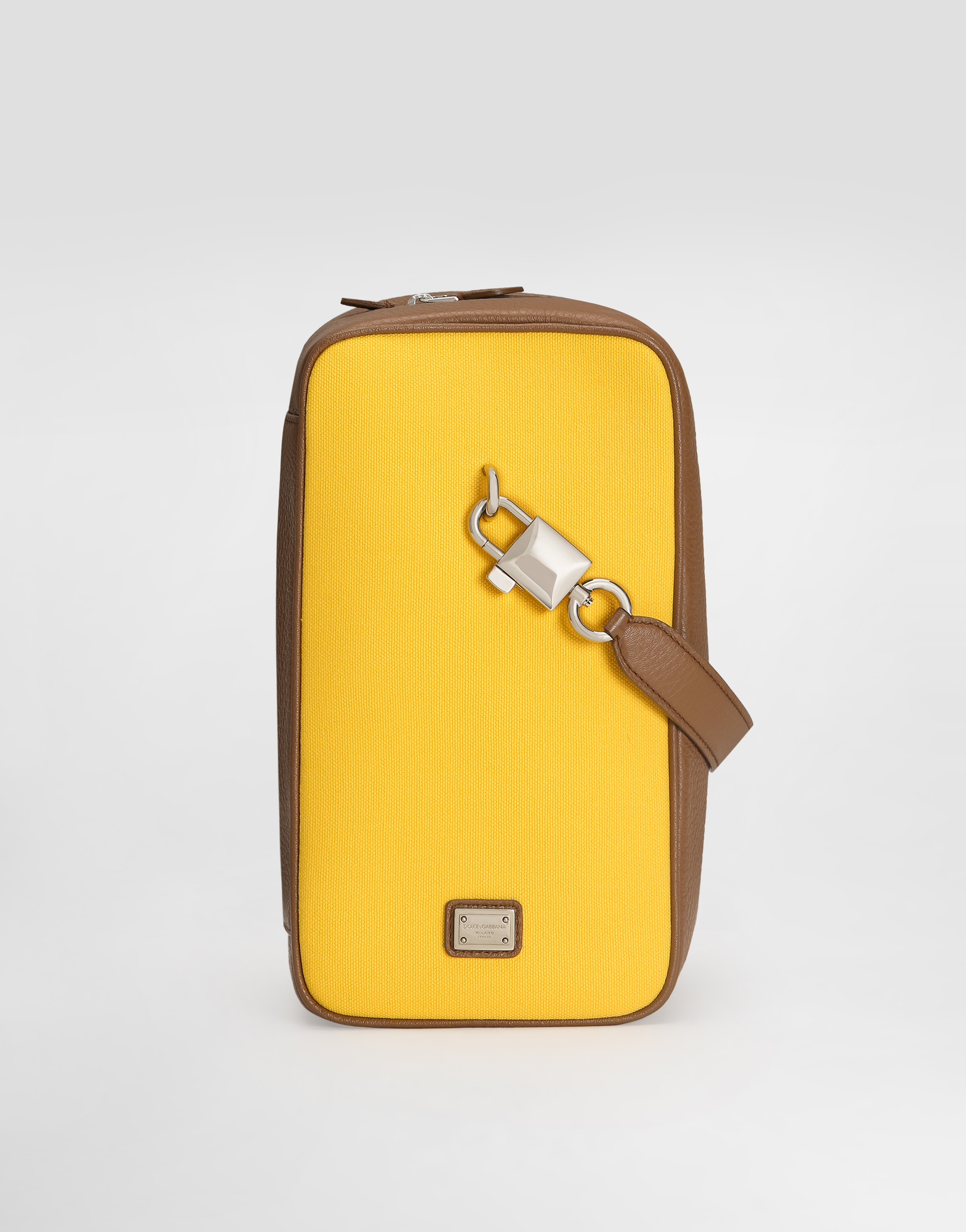 Lock canvas and calfskin handbag in Multicolor for Men