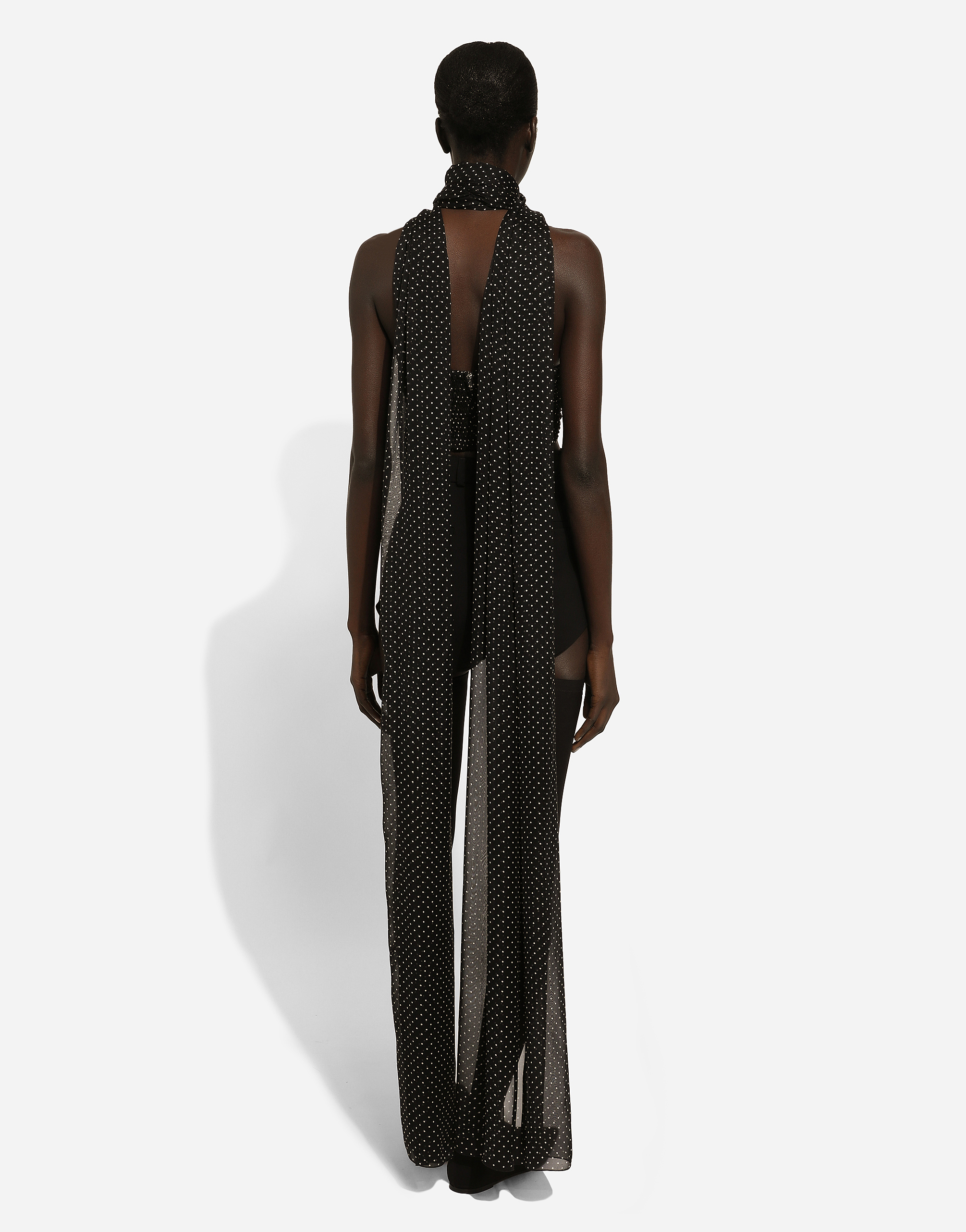 Dolce & Gabbana Chiffon Top With Scarf Accessory In ブラック